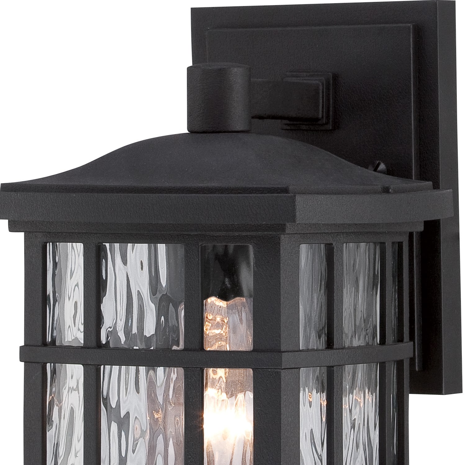 Mystic Black and Bronze Outdoor Wall Lantern with Clear Water Glass