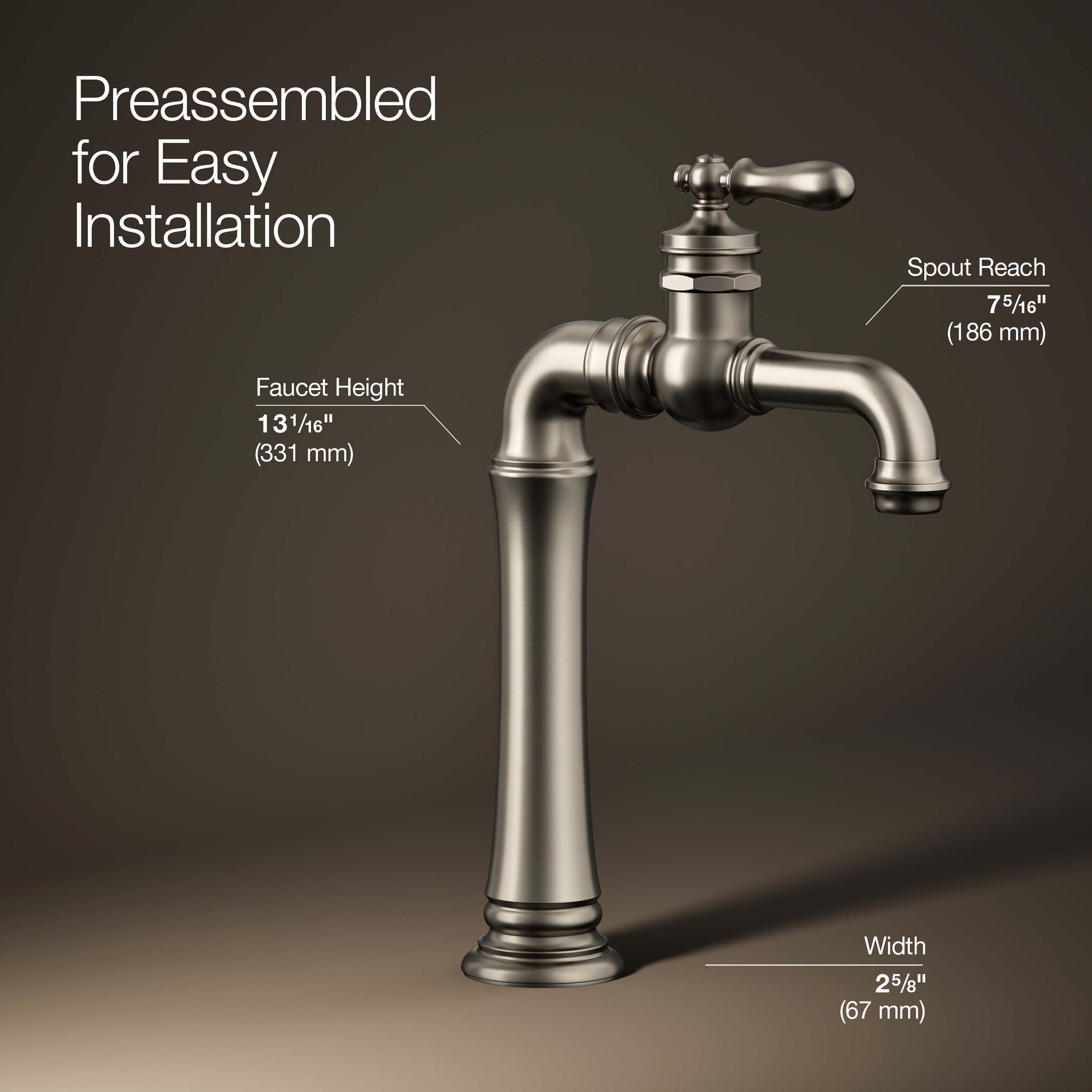 Vibrant Brushed Nickel Single Handle Bathroom Faucet