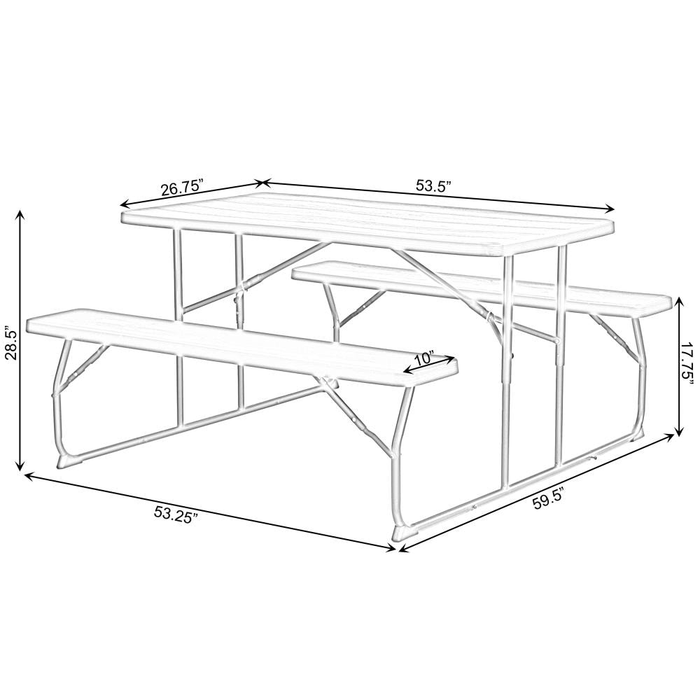 Gray Foldable Plastic and Steel Outdoor Picnic Table Set