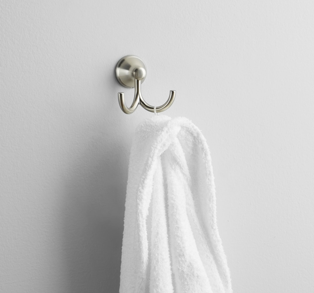 Style Selections Bailey Brushed Nickel Double-Hook Wall Mount Towel Hook in  the Towel Hooks department at