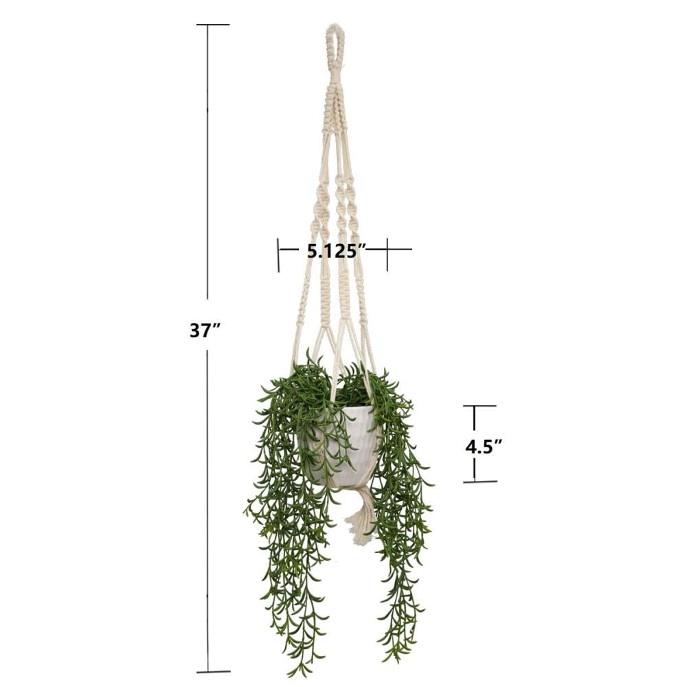 allen + roth 37-in White Indoor Hanging Artificial Succulent Artificial ...