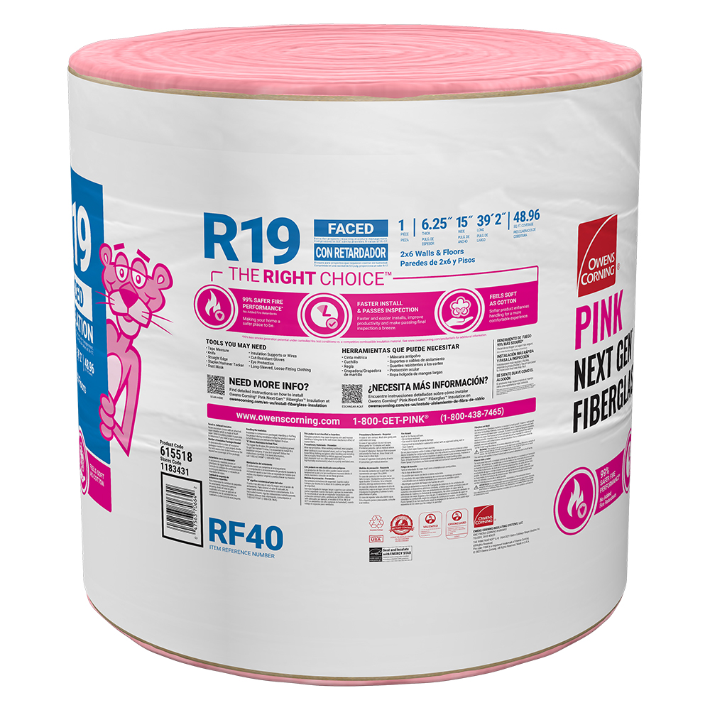 Owens Corning R- 19 Single Faced Fiberglass Roll Insulation 48.96-sq ft ...