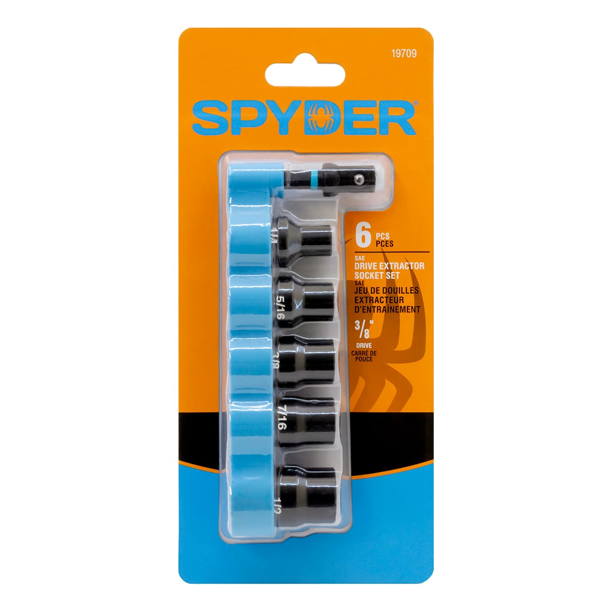 Spyder 19709 Extractor 6 -Pack Standard (SAE) 3/8-in drive Impact Bolt Extractor Set
