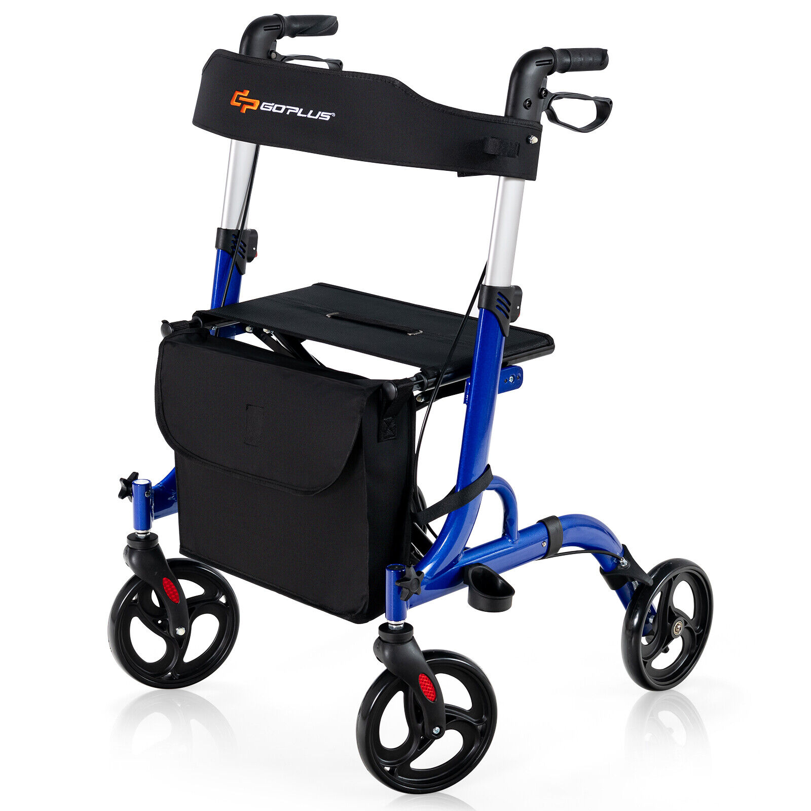 SUGIFT - 2-in-1 Folding Rollator Walker Wheelchair Combo With 8-in Wheels 6-Level Adjustable Hand...