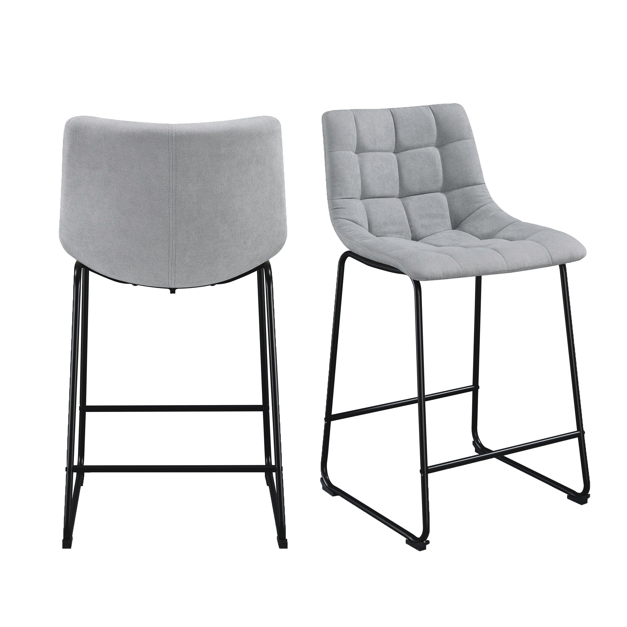 Picket House Furnishings BSH300CSE Linen Grey 25-in H Counter height Upholstered Metal Bar Stool 2 -Pack