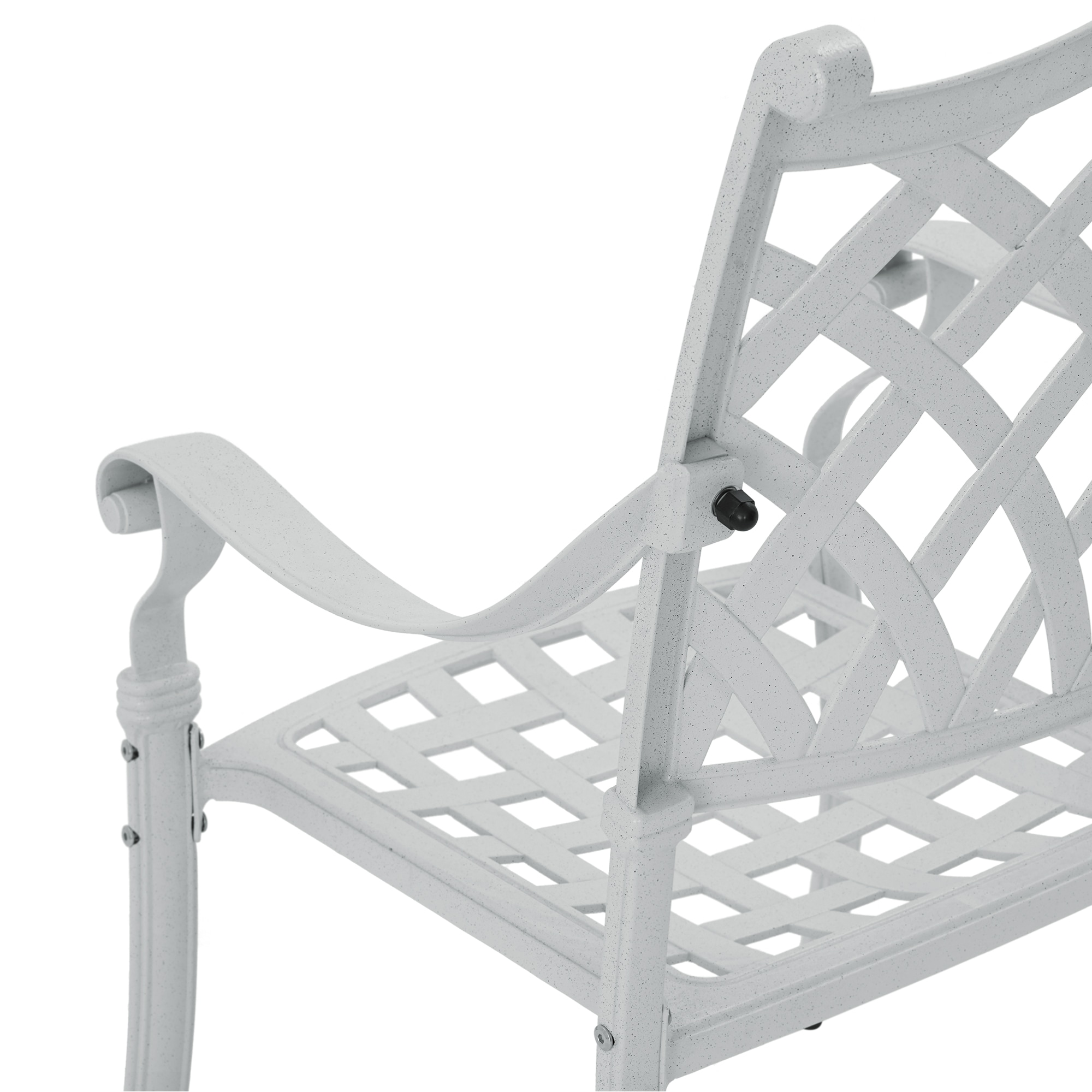 White Cast Aluminum Outdoor Dining Arm Chair Set