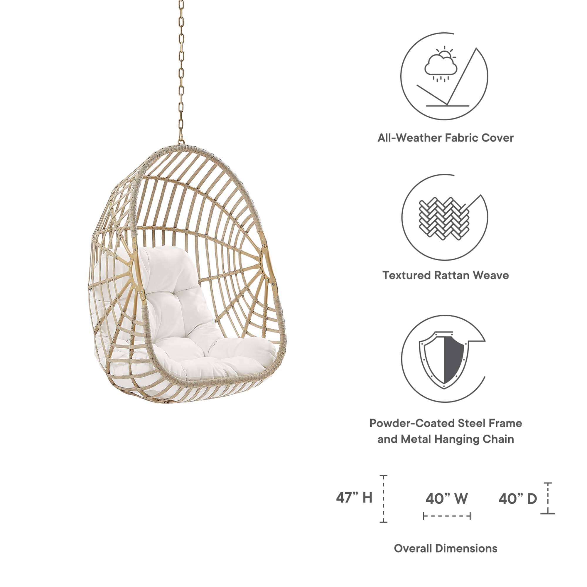 Modway EEI-6261-NAT-WHI Swing-Gliders - View #2