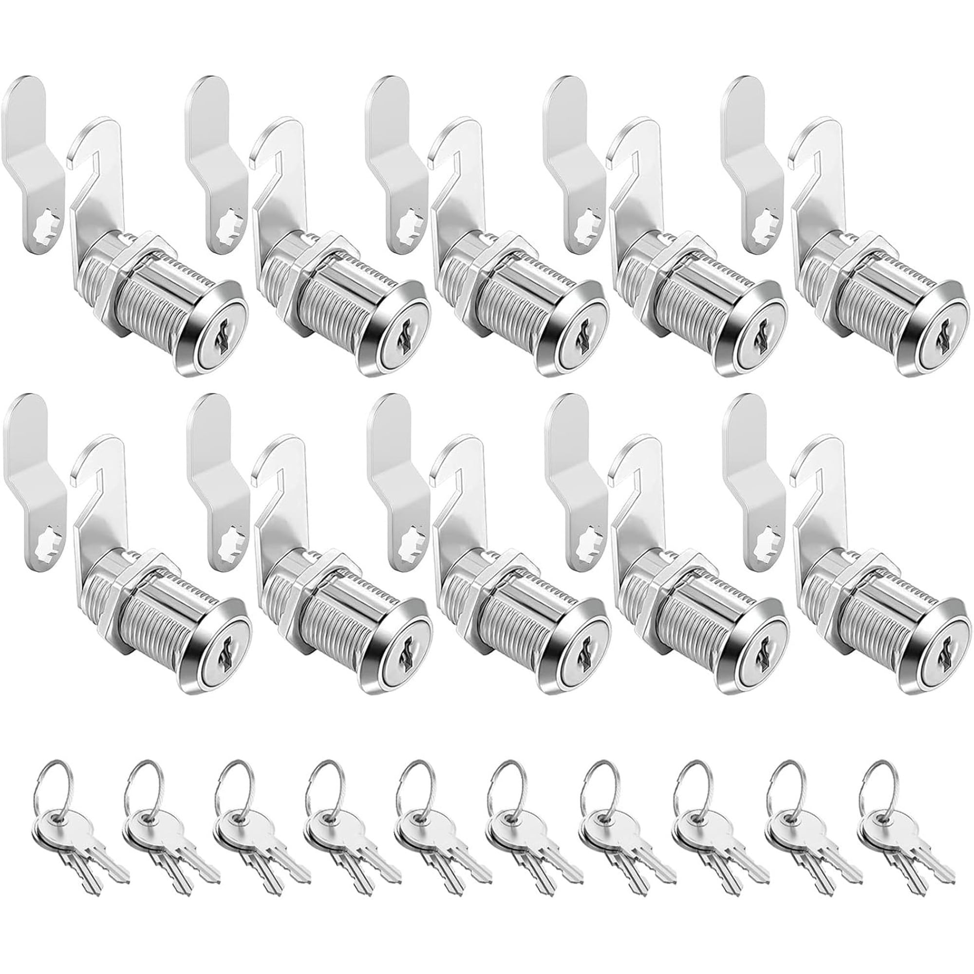 Numhew Keyed-Alike Cabinet Cam Locks 1.85-in Chrome 10-Pack