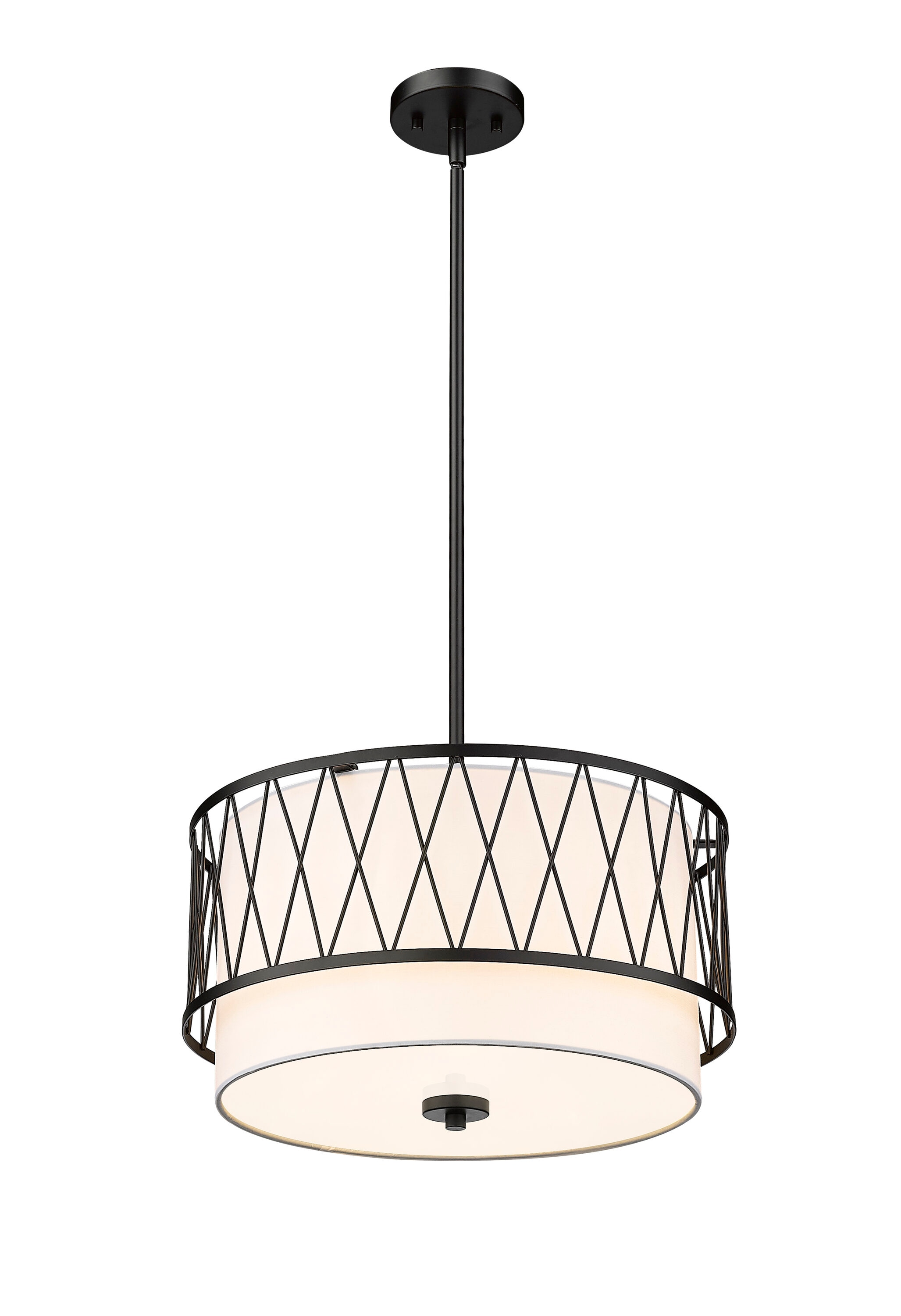 Dalton 17" Matte Black and Nickel Drum Pendant Light