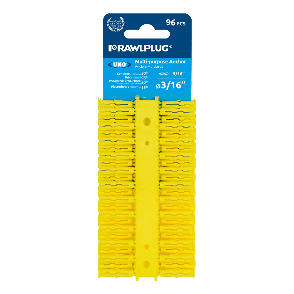 Rawlplug R-U0-316-96 UNO 42-lbs. 3/16-in x 1-in Anchors 96 -Pack
