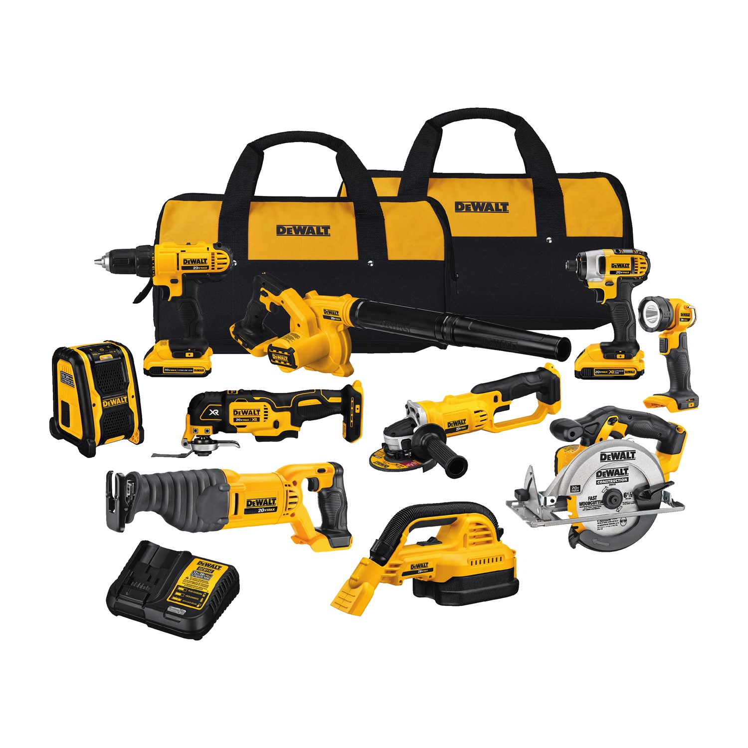 Schema Oefening elektrode DEWALT 10-Tool 20-Volt Power Tool Combo Kit with Soft Case (2-Batteries and  charger Included) in the Power Tool Combo Kits department at Lowes.com