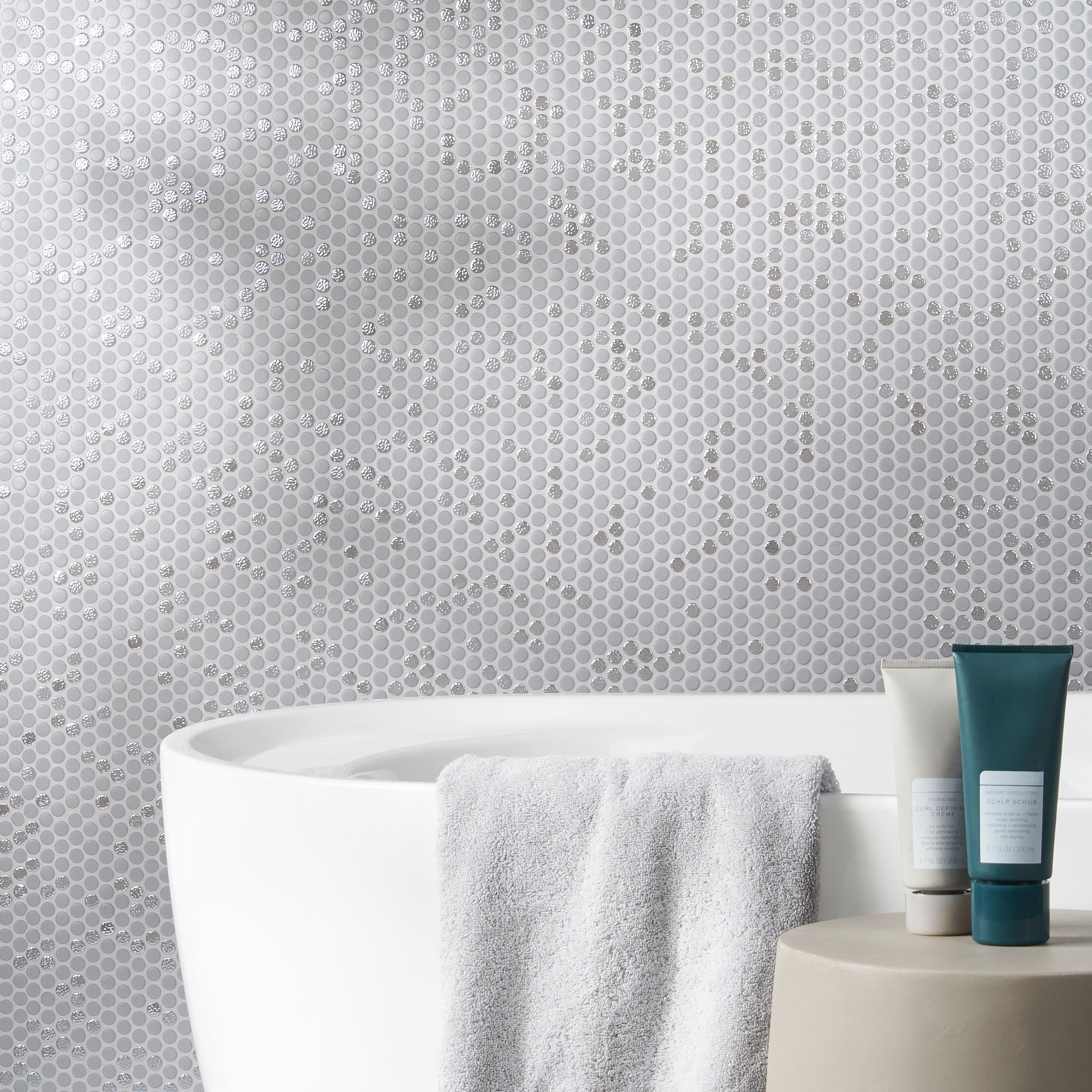 Kravitz Penny 11.61 in. x 11.96 in. Polished Glass Mosaic Floor and Wall Tile (0.96 Sq. Ft. / Each)