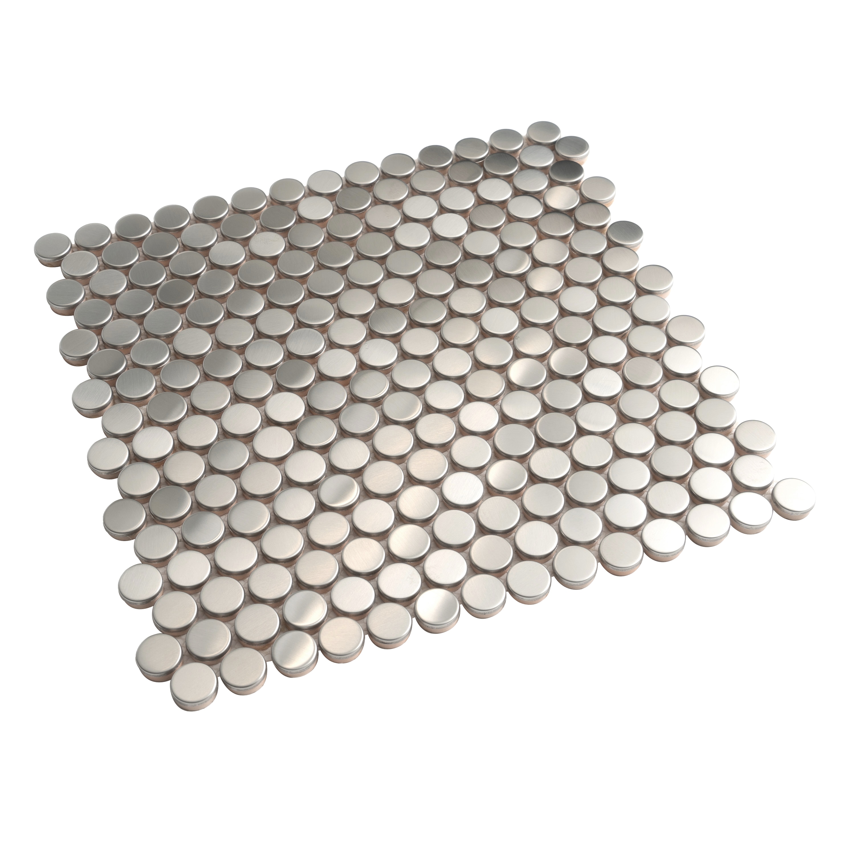 12" x 12" Polished Platinum Metal Penny Round Mosaic Tile