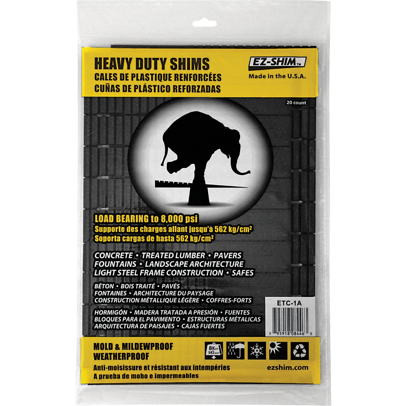 E-Z Products EZ SHIM 1.2 in. W x 8 in. L Plastic Heavy Duty Shims