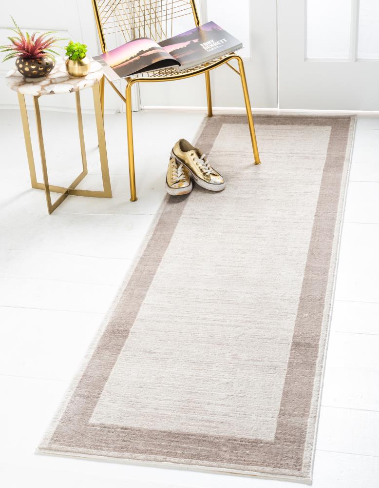 Unique Loom 3141266 Jill Zarin Yorkville Uptown 2 x 6 (ft) Loomed Polypropylene Beige Rectangular Indoor Border Industrial Runner rug