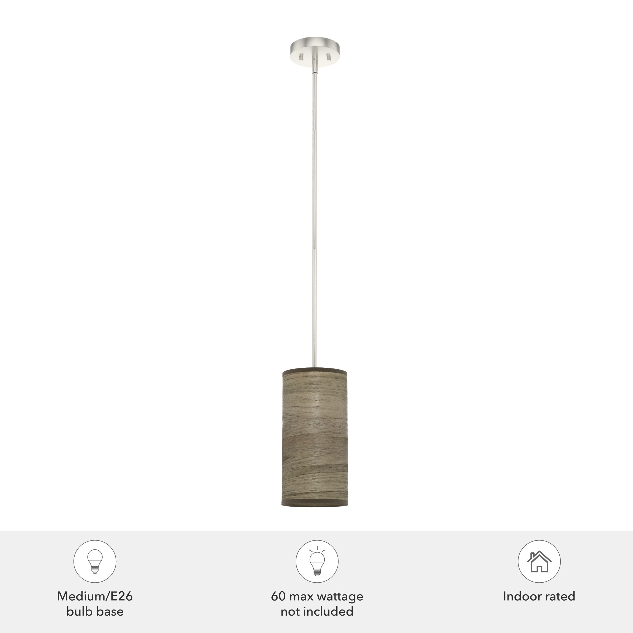 Warm Grey Oak and Brushed Nickel Mini Pendant Light