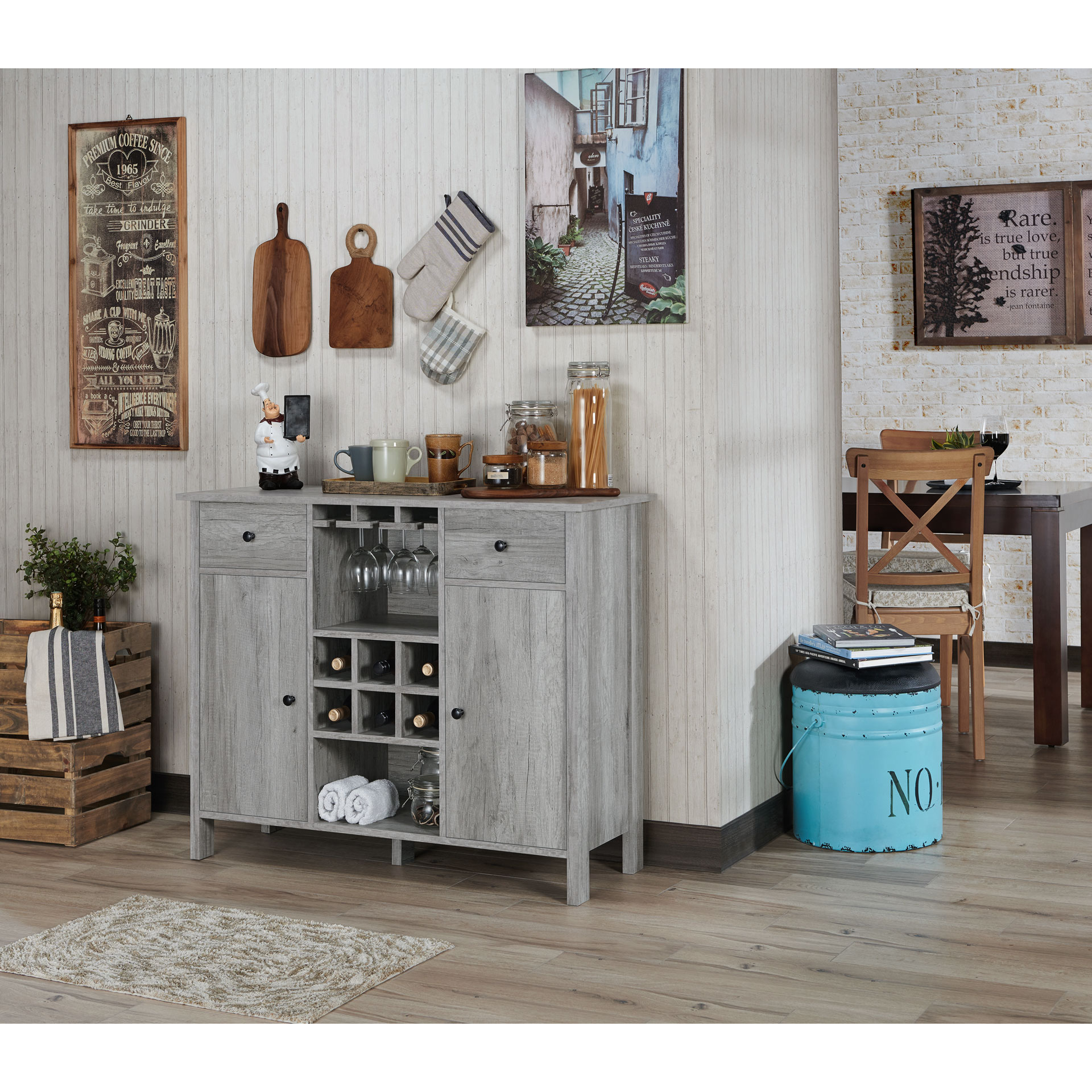 Furniture of America Brigman Contemporary Modern Vintage Gray Oak