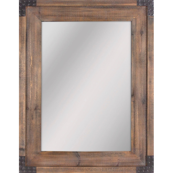 W Reclaimed Wood Beveled Wall Mirror, Black Distressed Wood Mirror