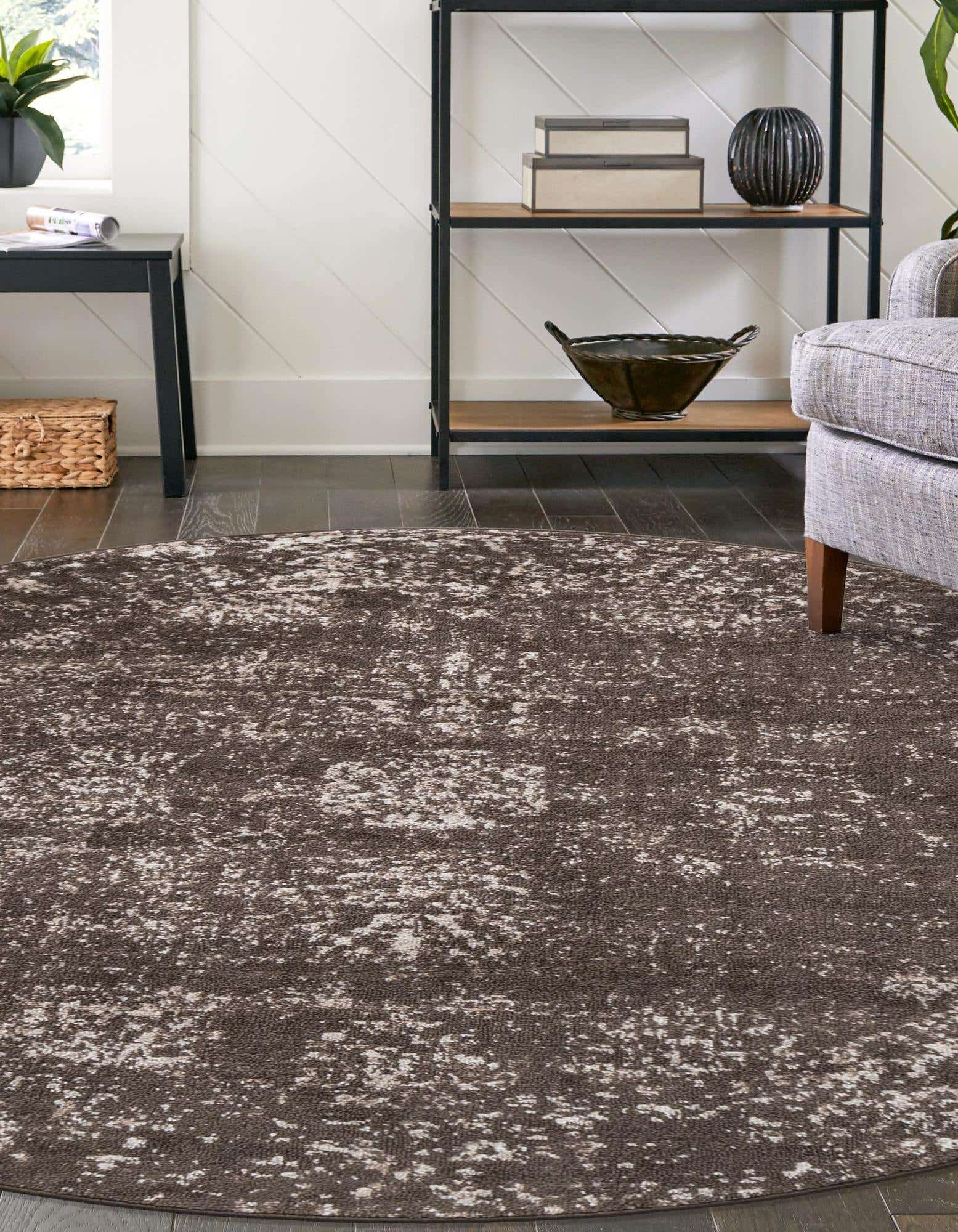 Unique Loom 3147034 Sofia 5 x 5 (ft) Loomed Polypropylene Brown Round Indoor Floral Bohemian/Eclectic Area rug