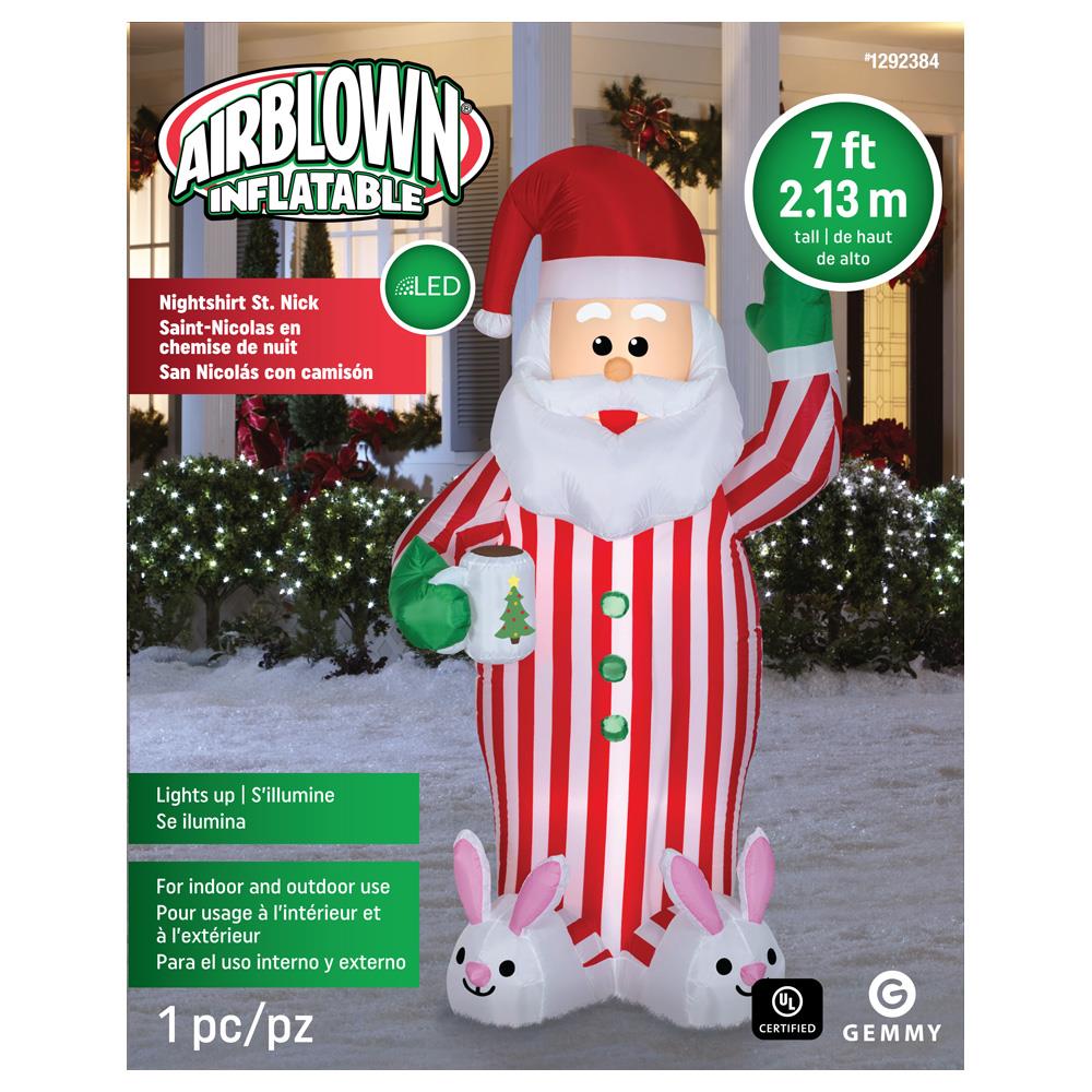 inflatable santa with bunny slippers