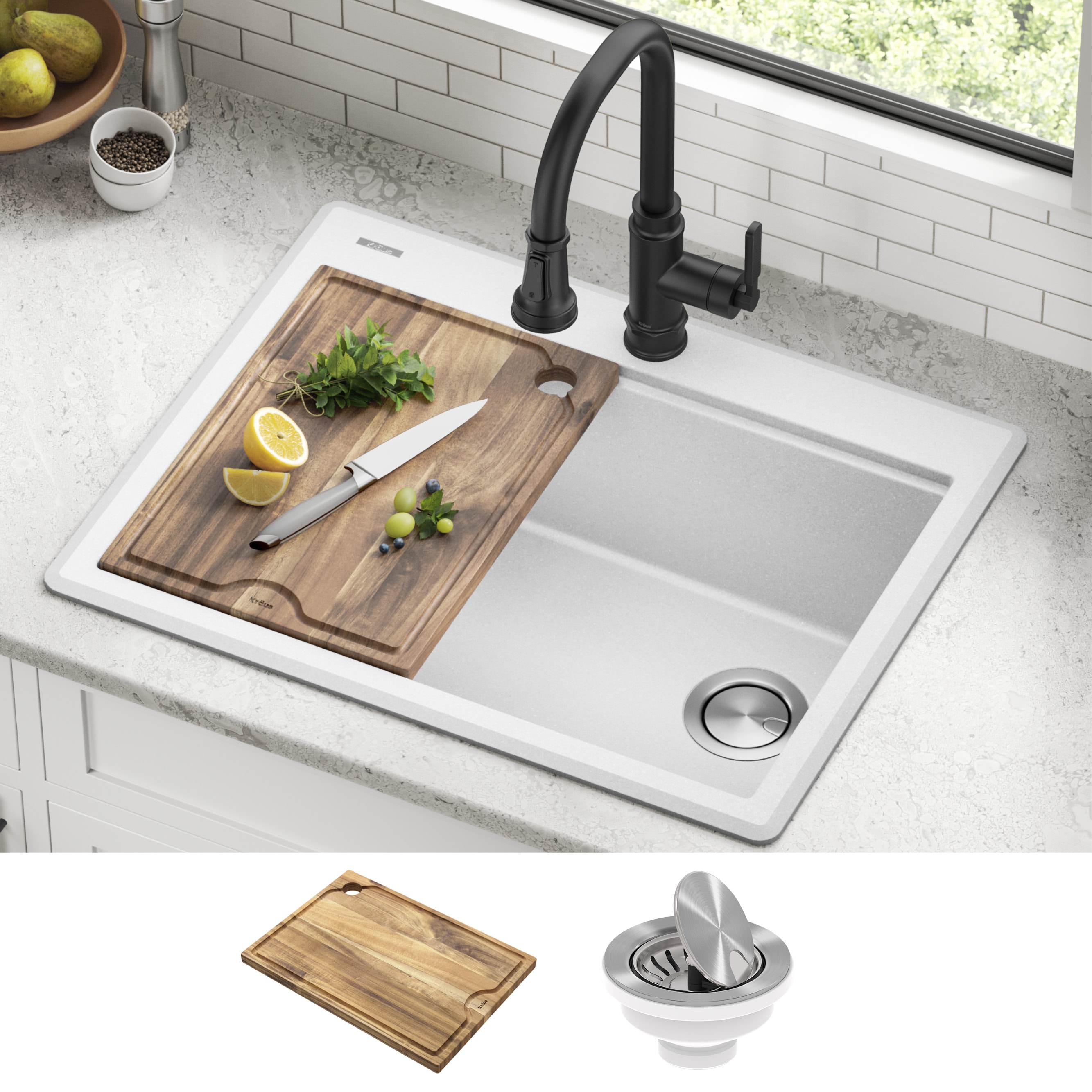 Double Bowl Drop-In Workstation Kitchen Sink With Accessories