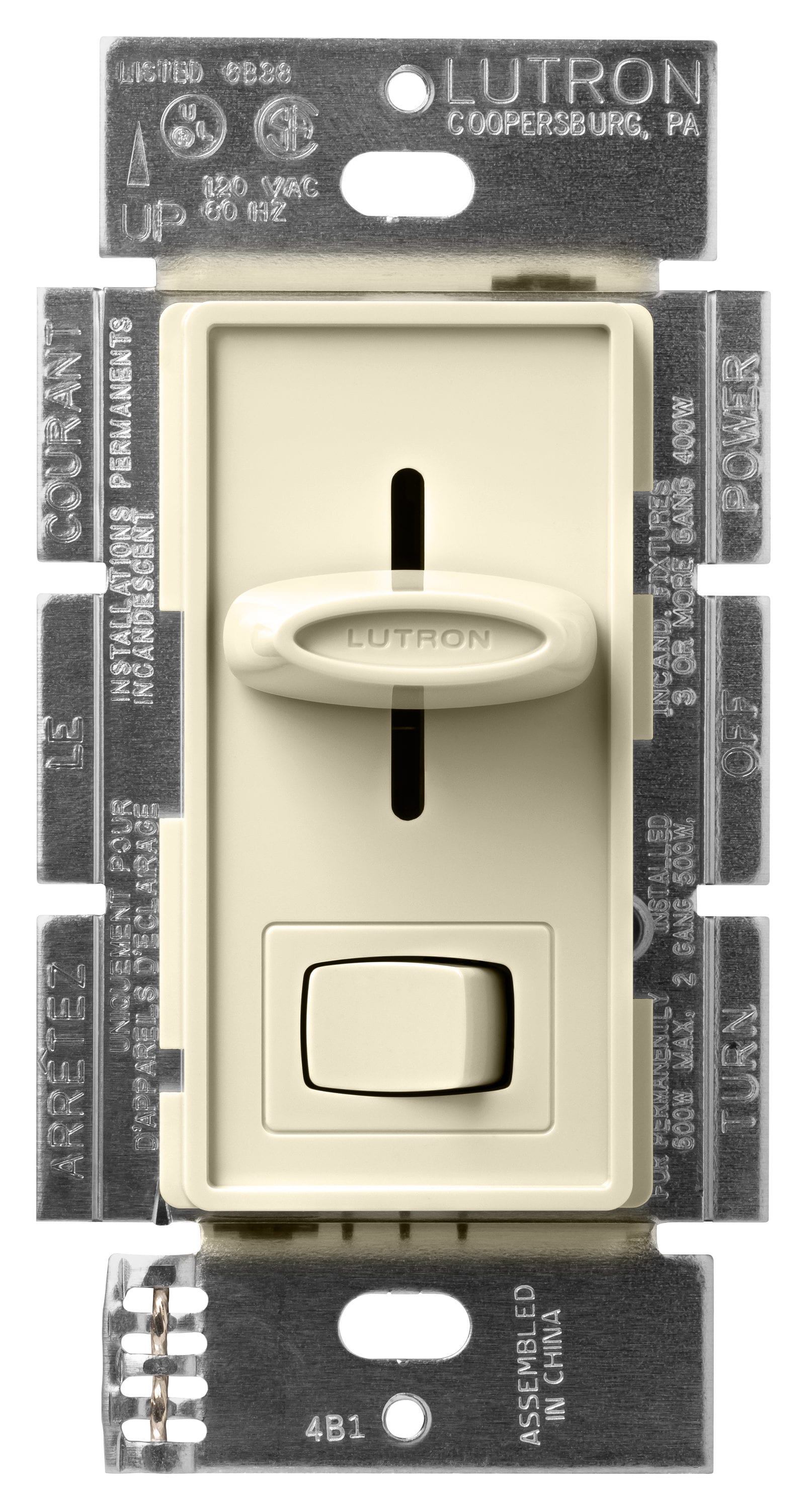 Lutron SLV-600P-AL Skylark Magnetic Low Voltage Single-pole Slide Light dimmer switch Almond
