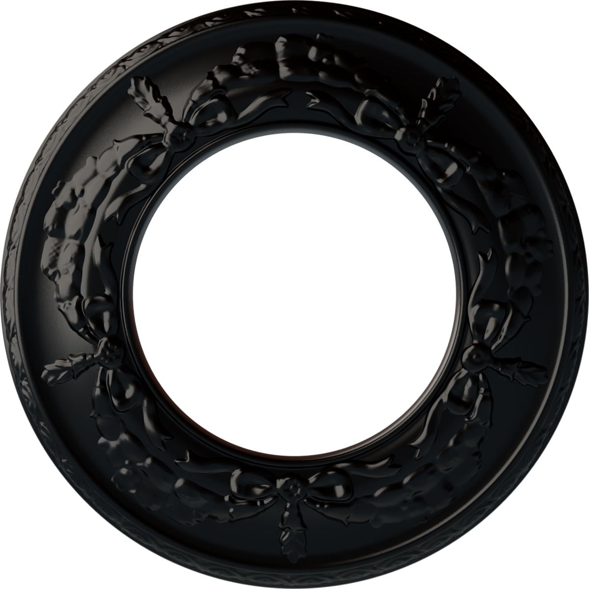 Ekena Millwork CM13SABLF Salem 13.25-in W x 13.25-in L Painted Jet Black Polyurethane Whole Ceiling Medallion