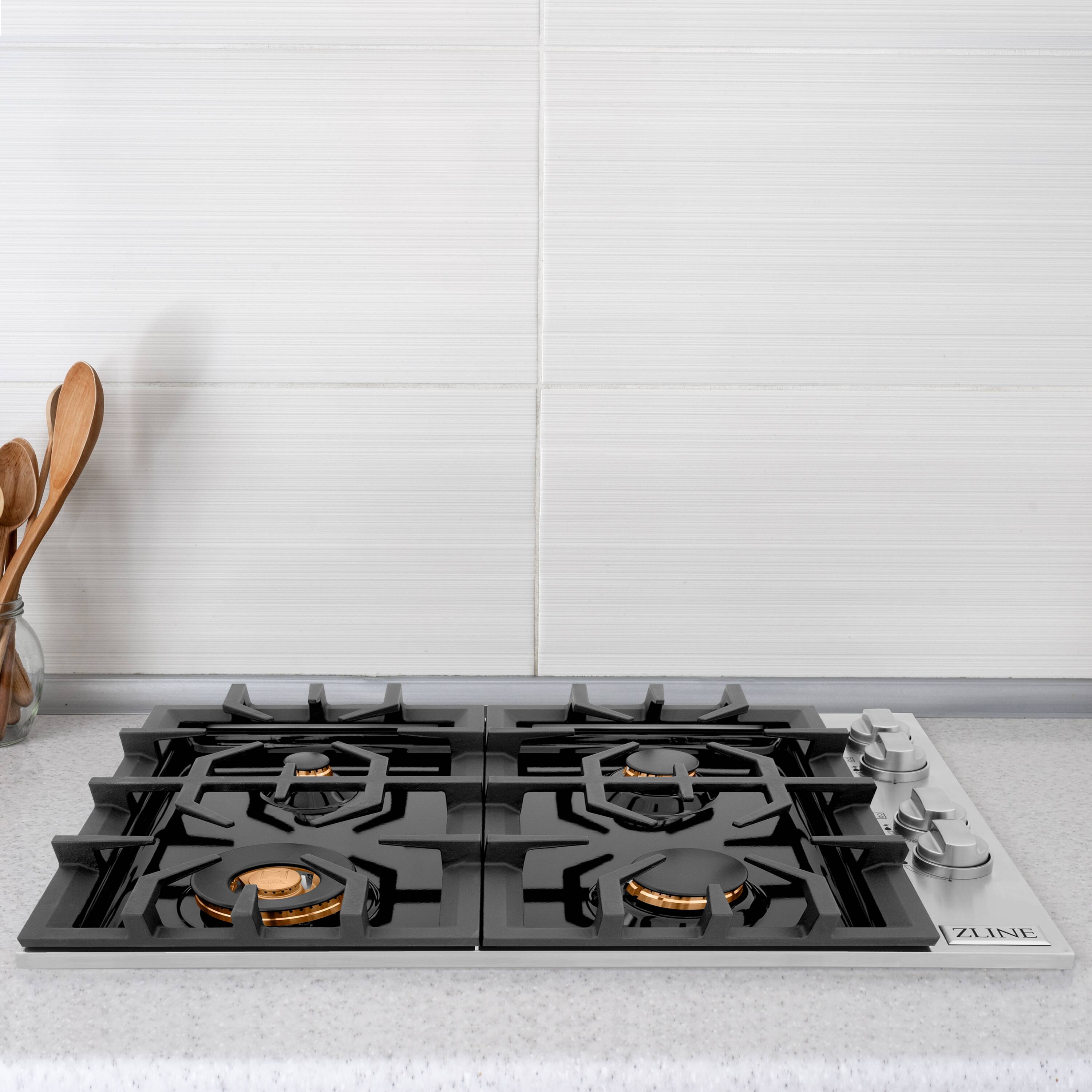 ZLINE 30" Stainless Steel Gas Cooktop with 4 Brass Burners
