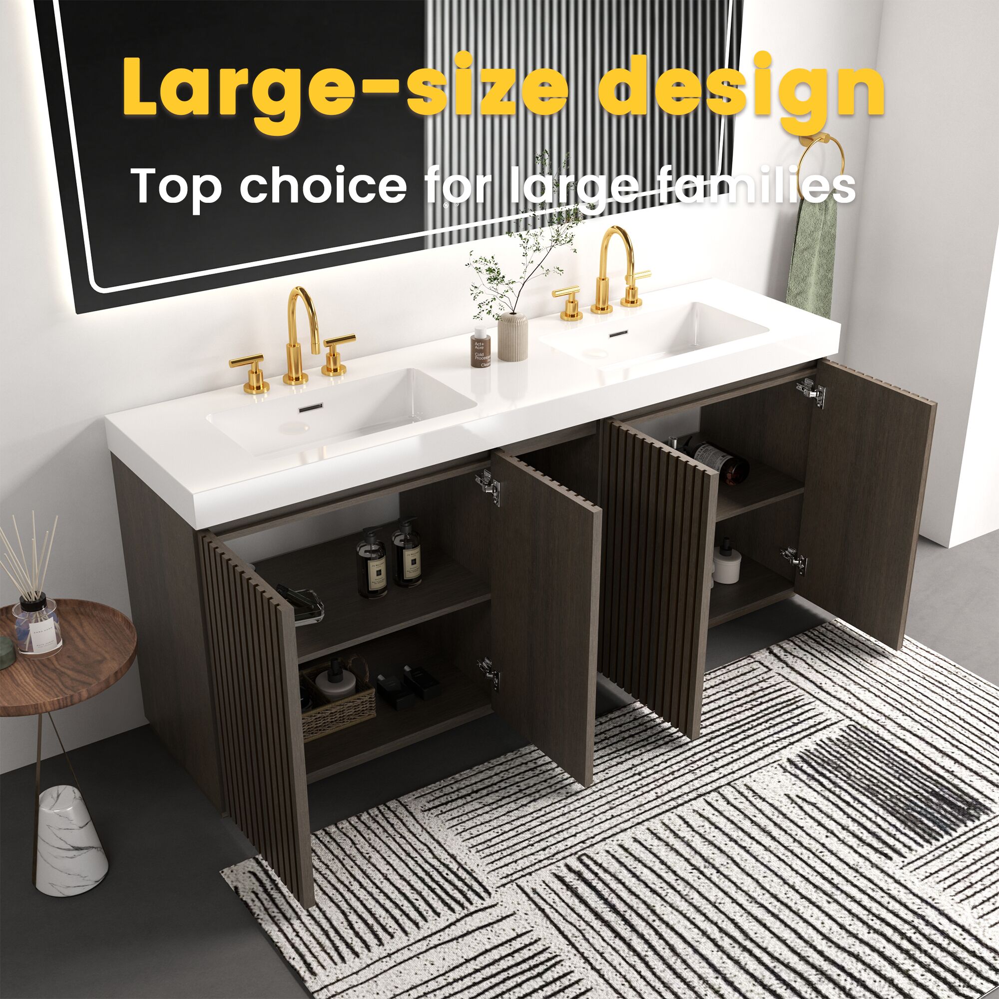 Vynxaria 19.11-in Double Sink Bathroom Vanity with Top in the Bathroom
