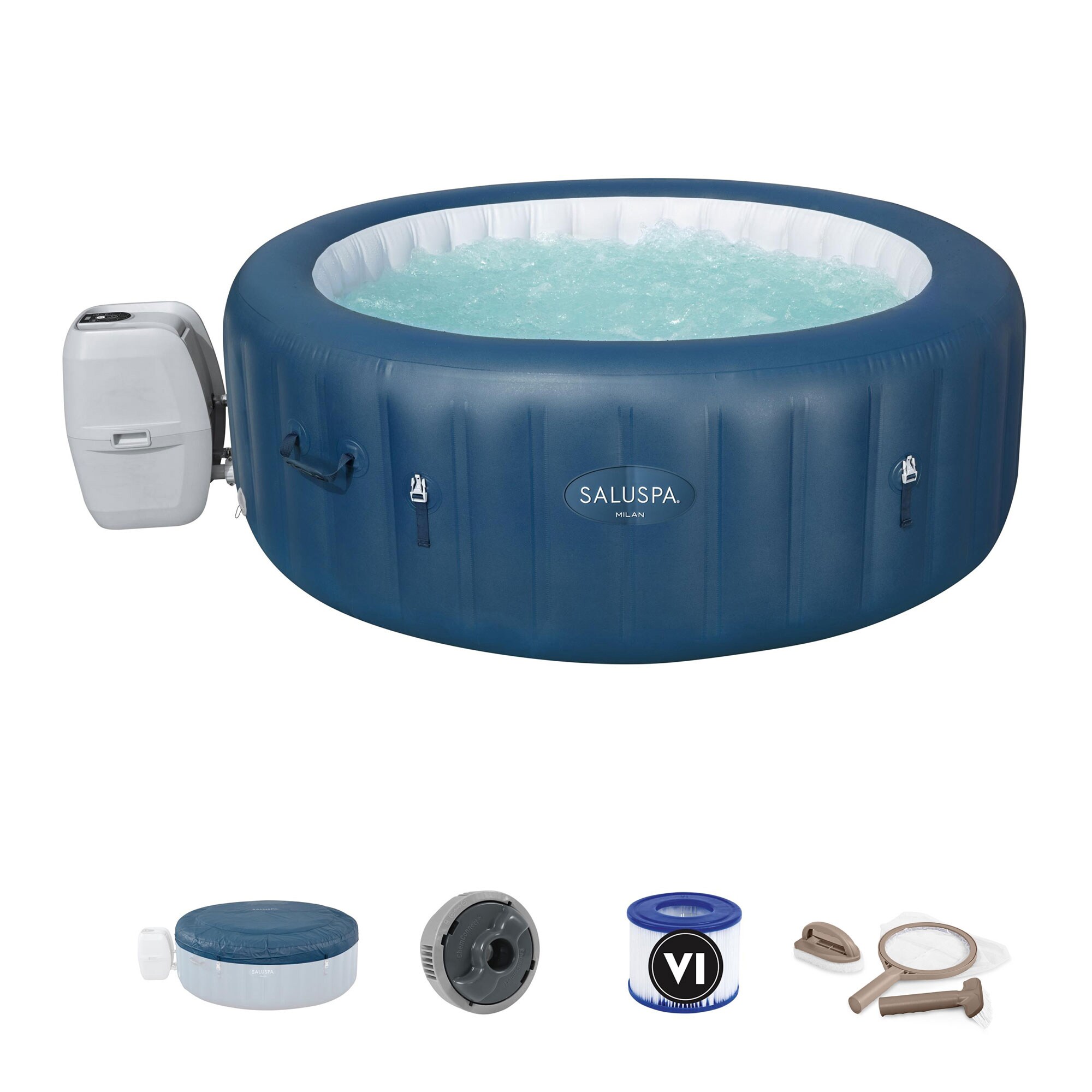 Bestway 273484 76.8-in x 27.6-in 6-Person Inflatable Round Hot Tub