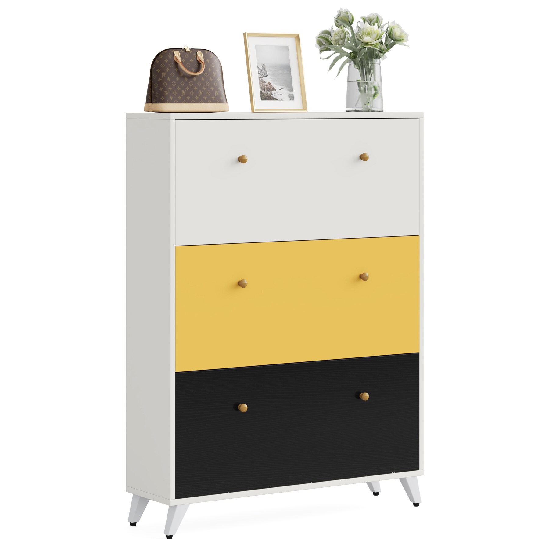 Versatile Shoe Cabinet with 3 Flip Drawers, Maximum Storage