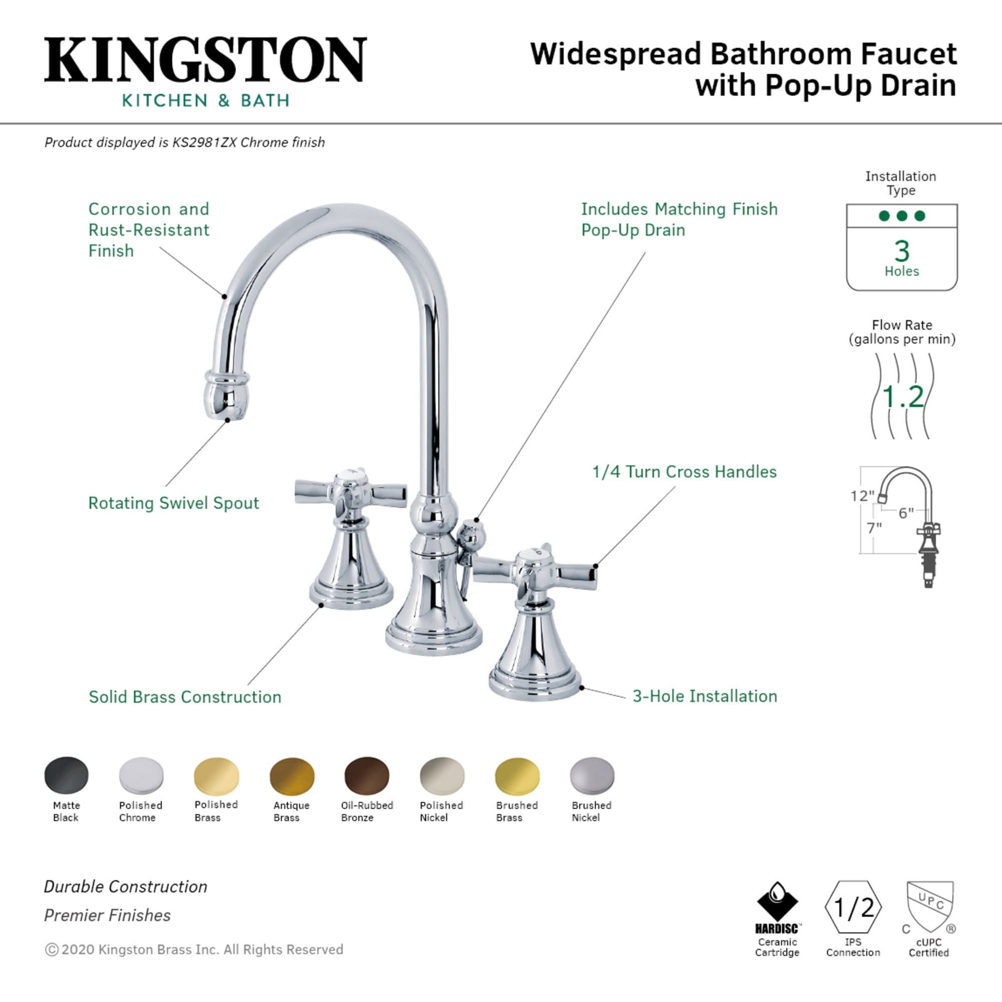 Kingston Brass WLKS2988ZX Lavatory-Faucets - View #3