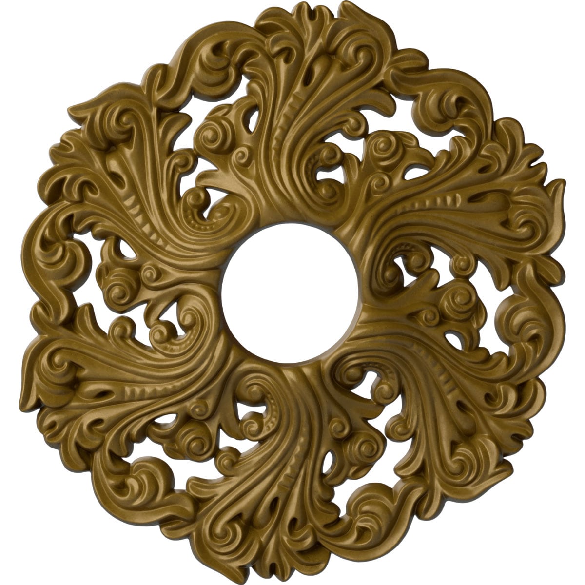 Ekena Millwork CM19ORGLS Orrington 19.625-in W x 19.625-in L Painted Gold Polyurethane Whole Ceiling Medallion
