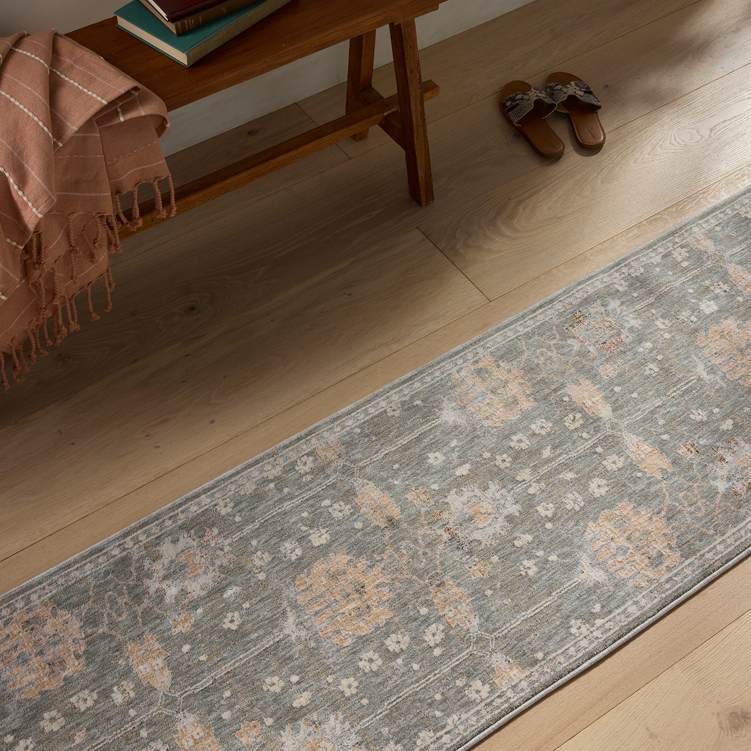 allen + roth LE172CLCLC2080 Forest Whisper 2 x 8 (ft) Loomed Polyester Blue/Gray Rectangular Indoor Runner rug
