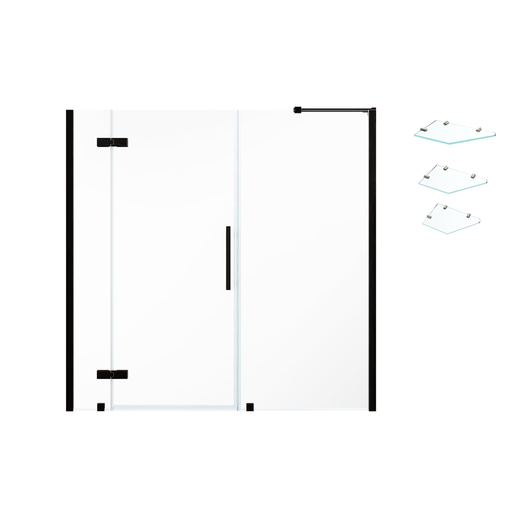 Tampa Oil Rubbed Bronze Frameless Shower Door Kit with Shelves