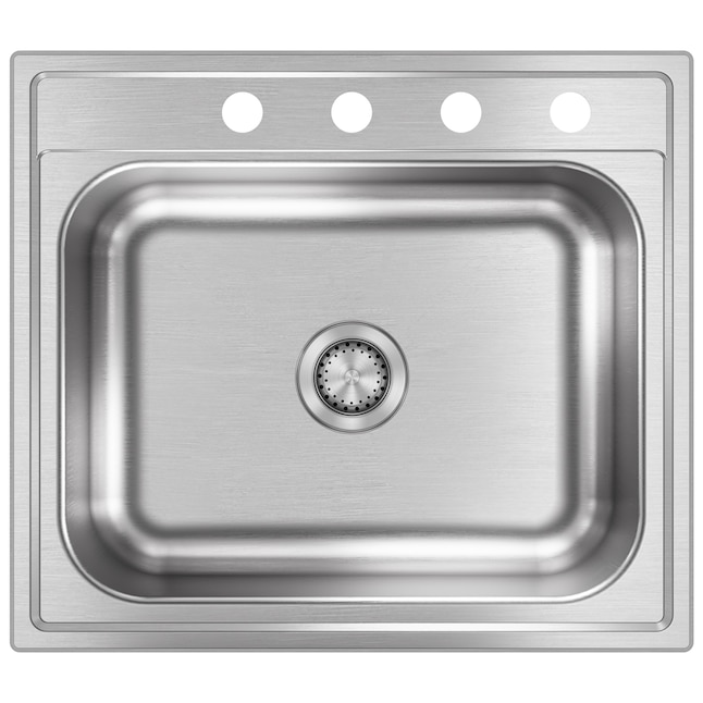 All-in-One Drop-In Stainless Steel 25 in. 4-Hole Single Bowl Kitchen Sink All-in-One Drop-In Stainless Steel 25 in. 4-Hole Single Bowl Kitchen Sink