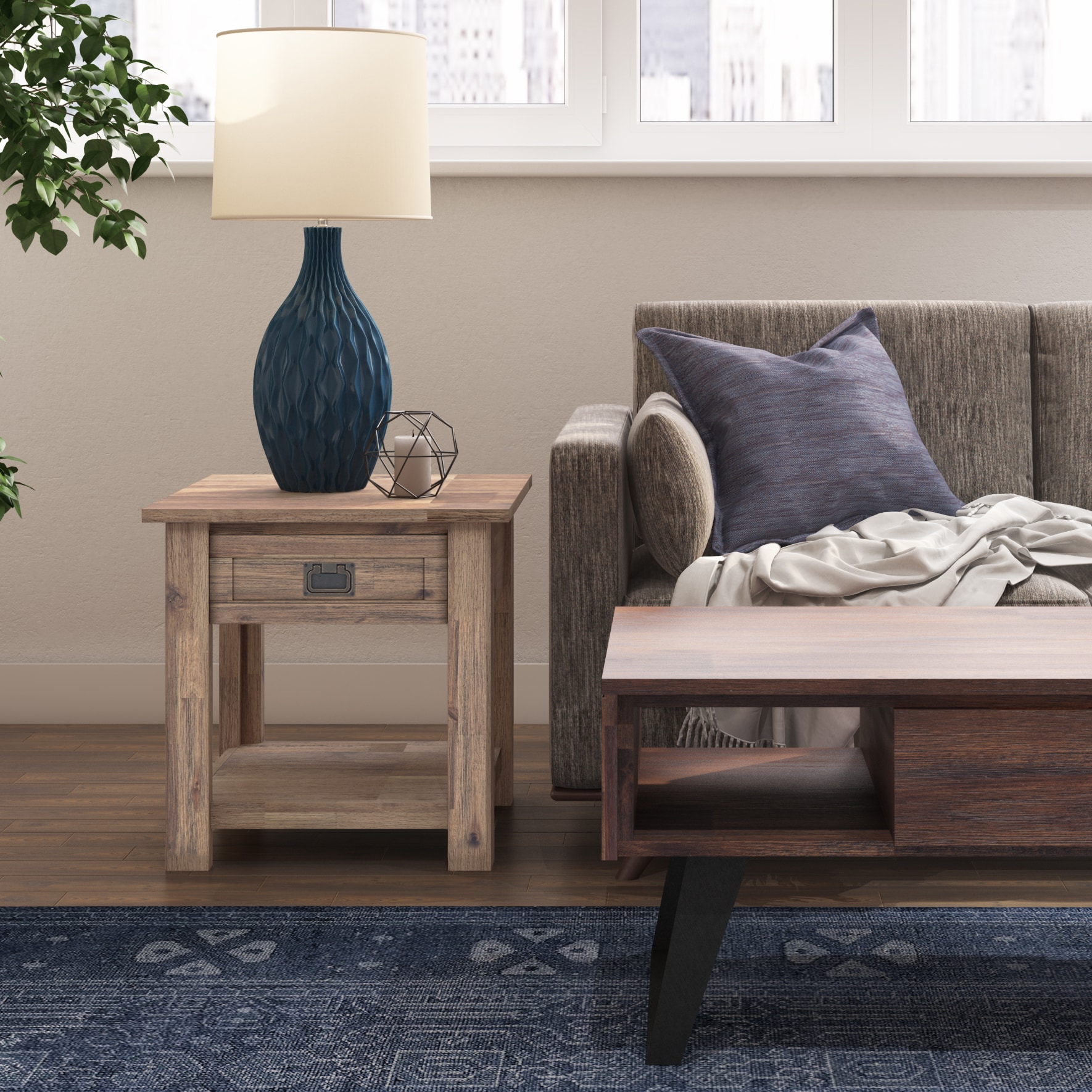 Birkley End Table with Storage Sand & Stable Color: Natural