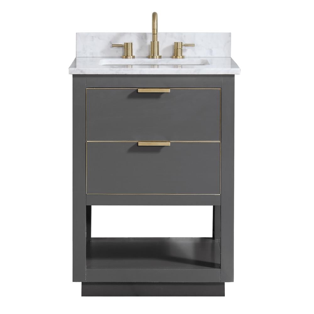 Avanity ALLIE-VS25-TGG-C Allie 25-in Twilight Gray Undermount Single Sink Bathroom Vanity with Carrera White Natural Marble Top
