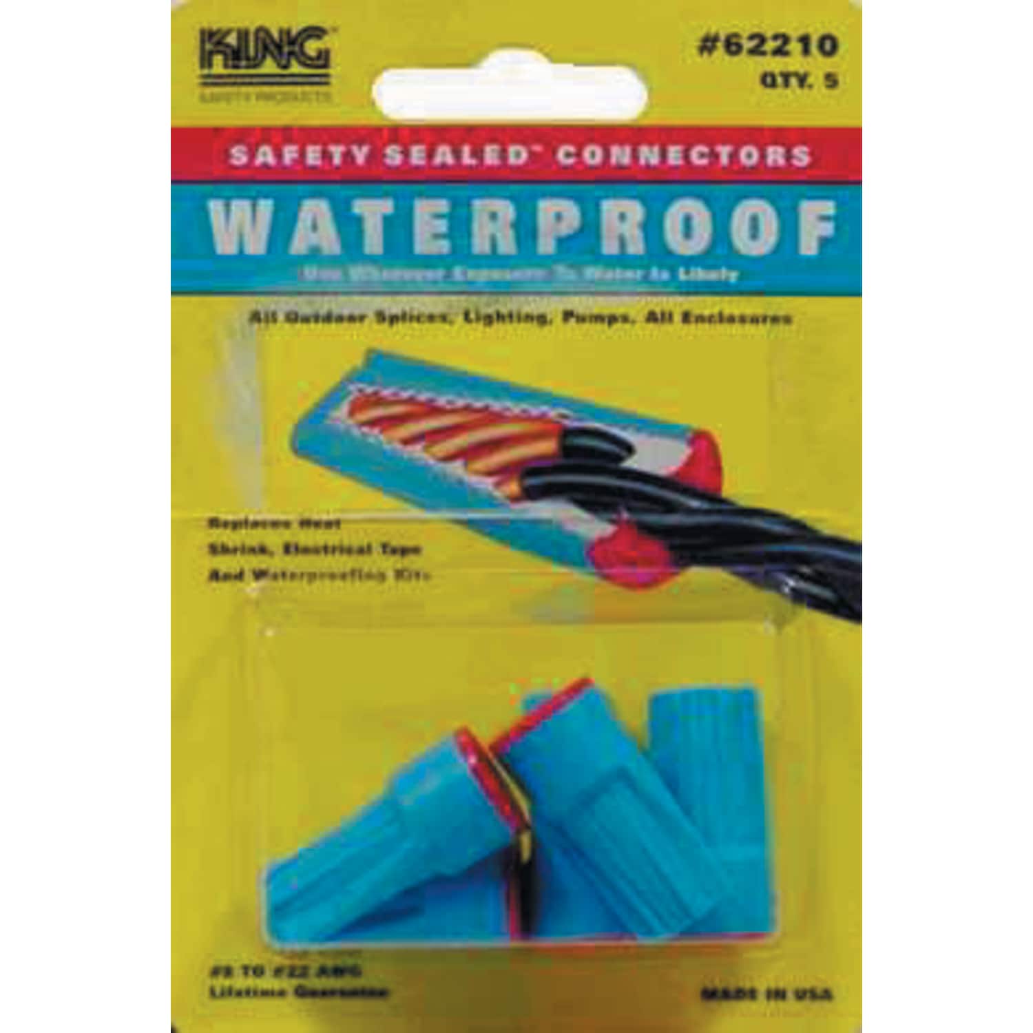 King Innovation  Dryconn Copper Wire Waterproof Wire Connector Aqua/Red 5 pk