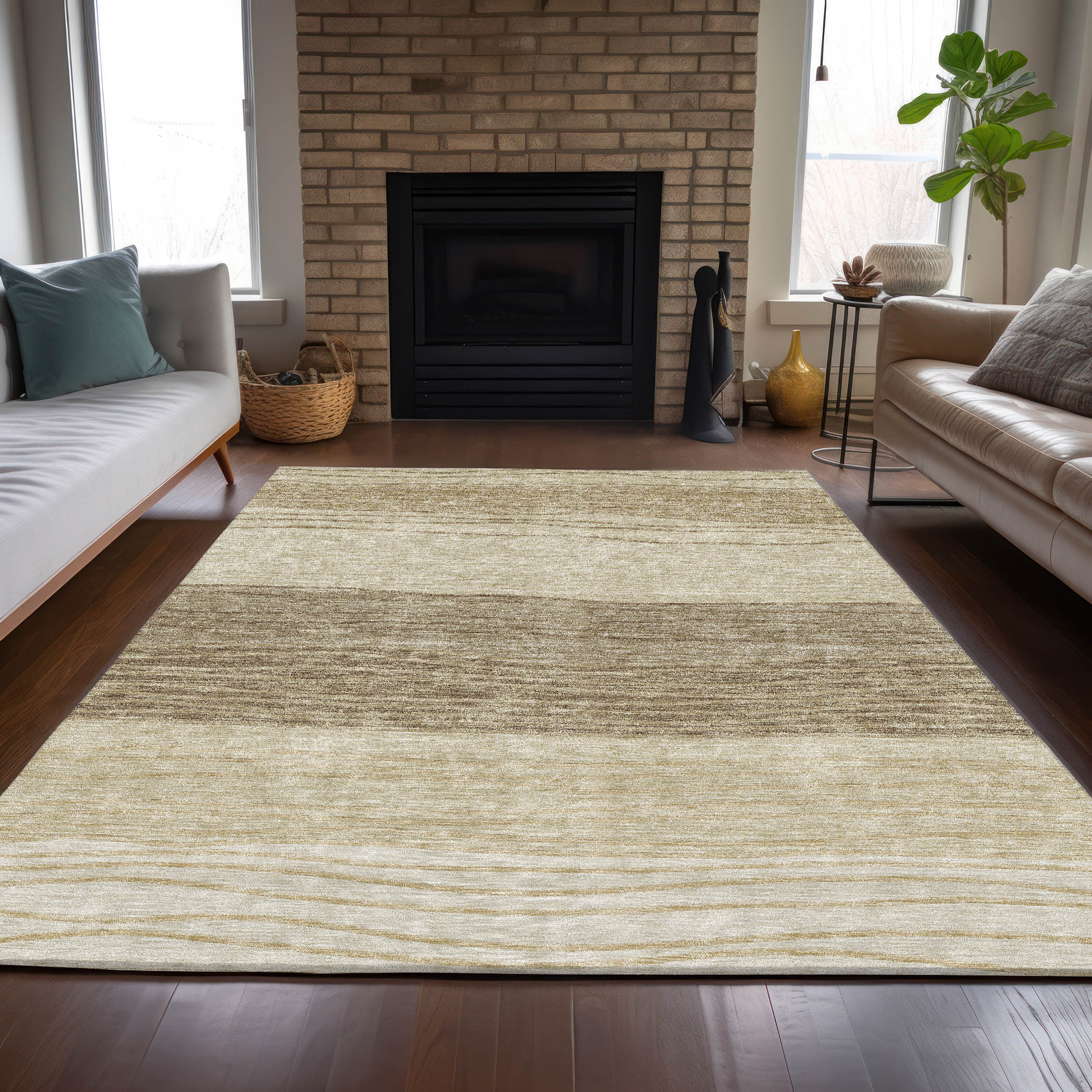 Addison Rugs ACN735BG5X8 Chantille ACN735BG 5 x 7 (ft) Polyester Beige Rectangular Indoor/Outdoor Geometric Machine washable Area rug