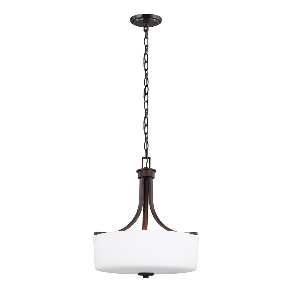 Generation Lighting 6528803EN3-710 Canfield 3 -Light Burnt sienna Modern/contemporary White glass Drum Medium Hanging Single