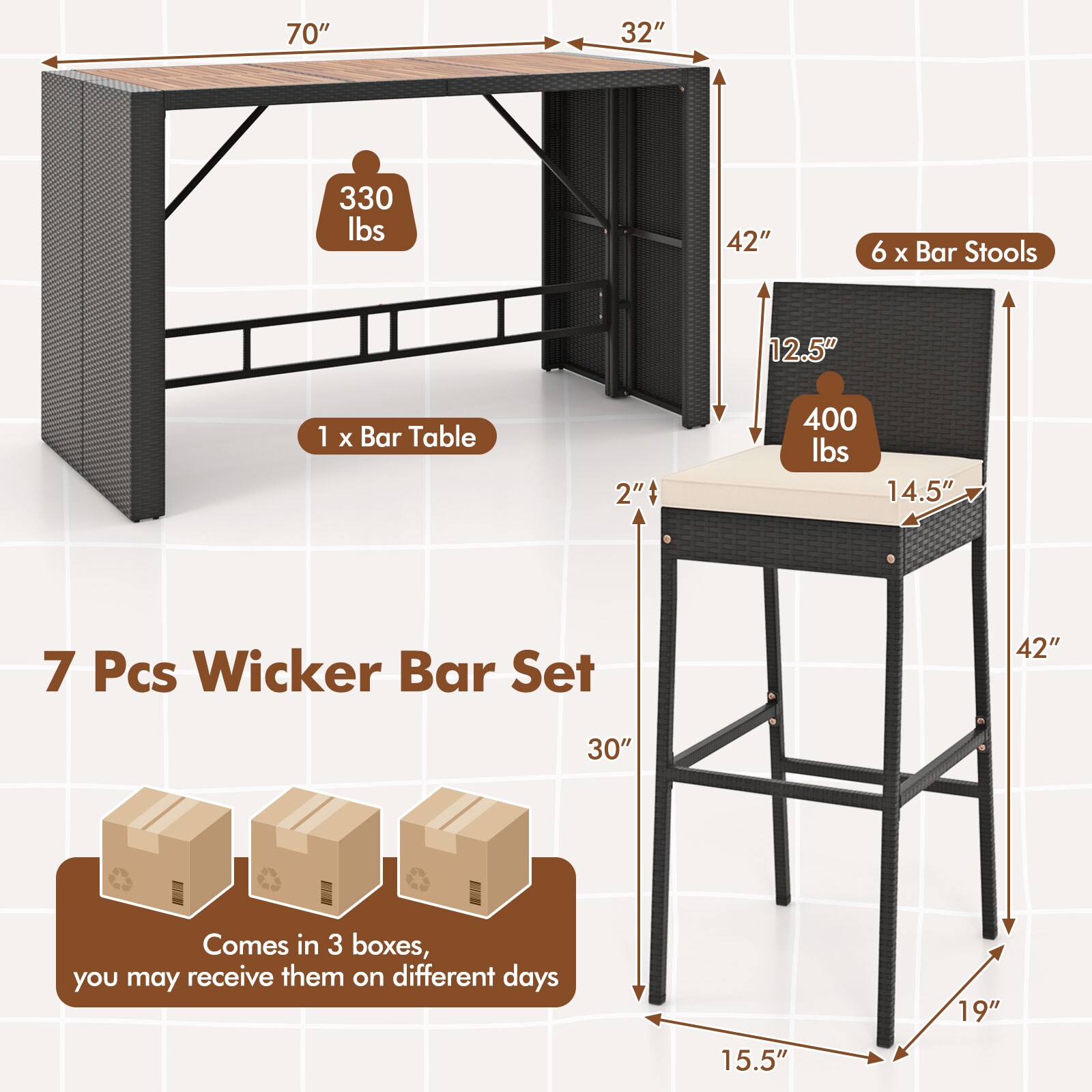 Costway CSHY000268 Patio-Dining-Sets - View #3