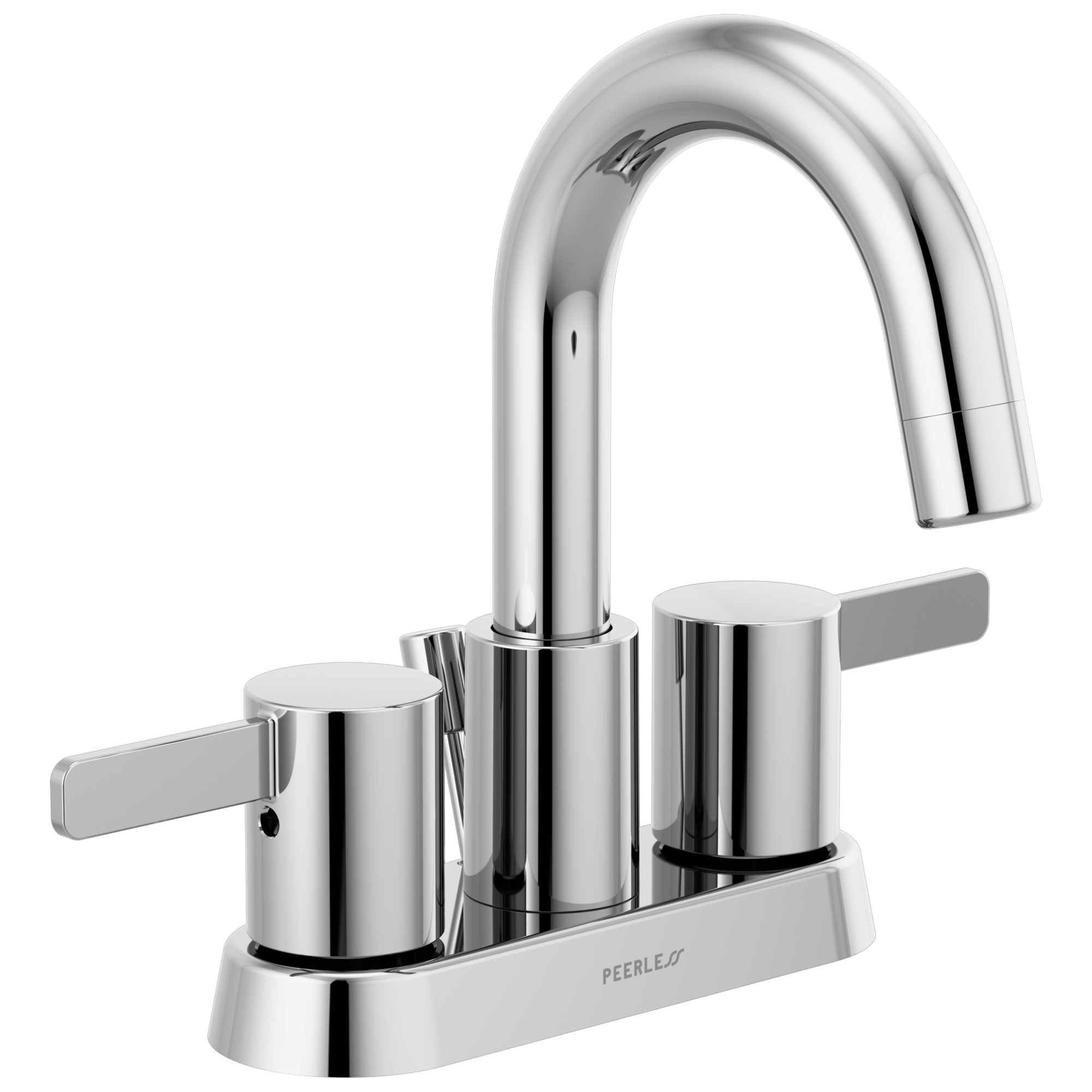 Peerless P2530LF Precept Chrome 4-in centerset 2-handle WaterSense Mid-arc Residential Handle Bathroom Sink Faucet with Drain