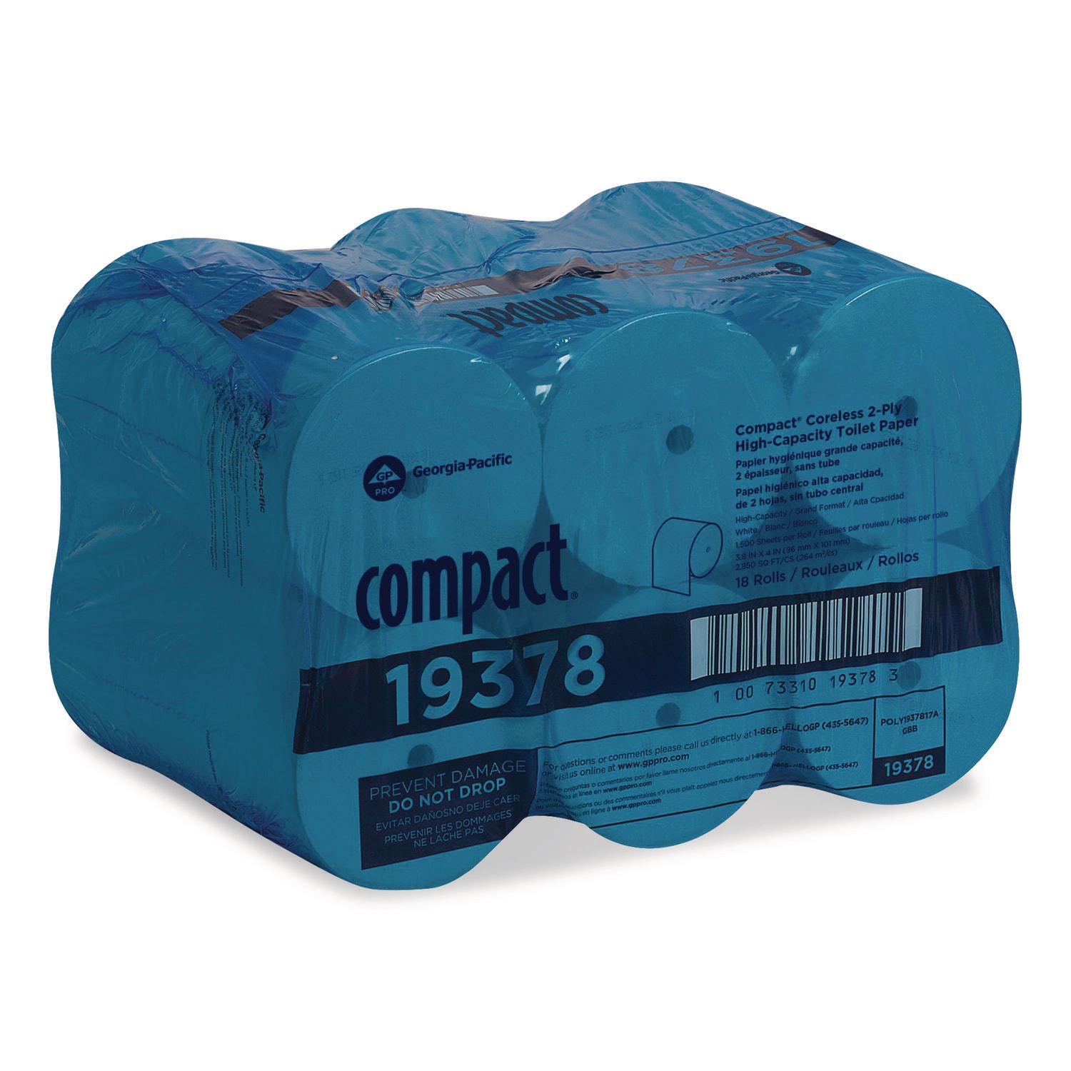 Georgia Pacific Compact Coreless Bath Tissue Septic Safe 2-Ply White 1500 Sheets/Roll 18 Rolls/Carton