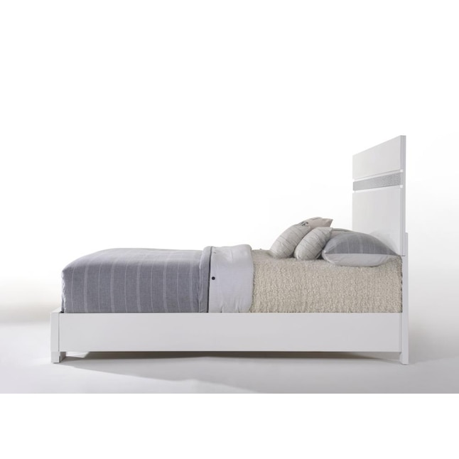 ACME FURNITURE Naima II White High Gloss Queen Wood Panel Bed in the ...