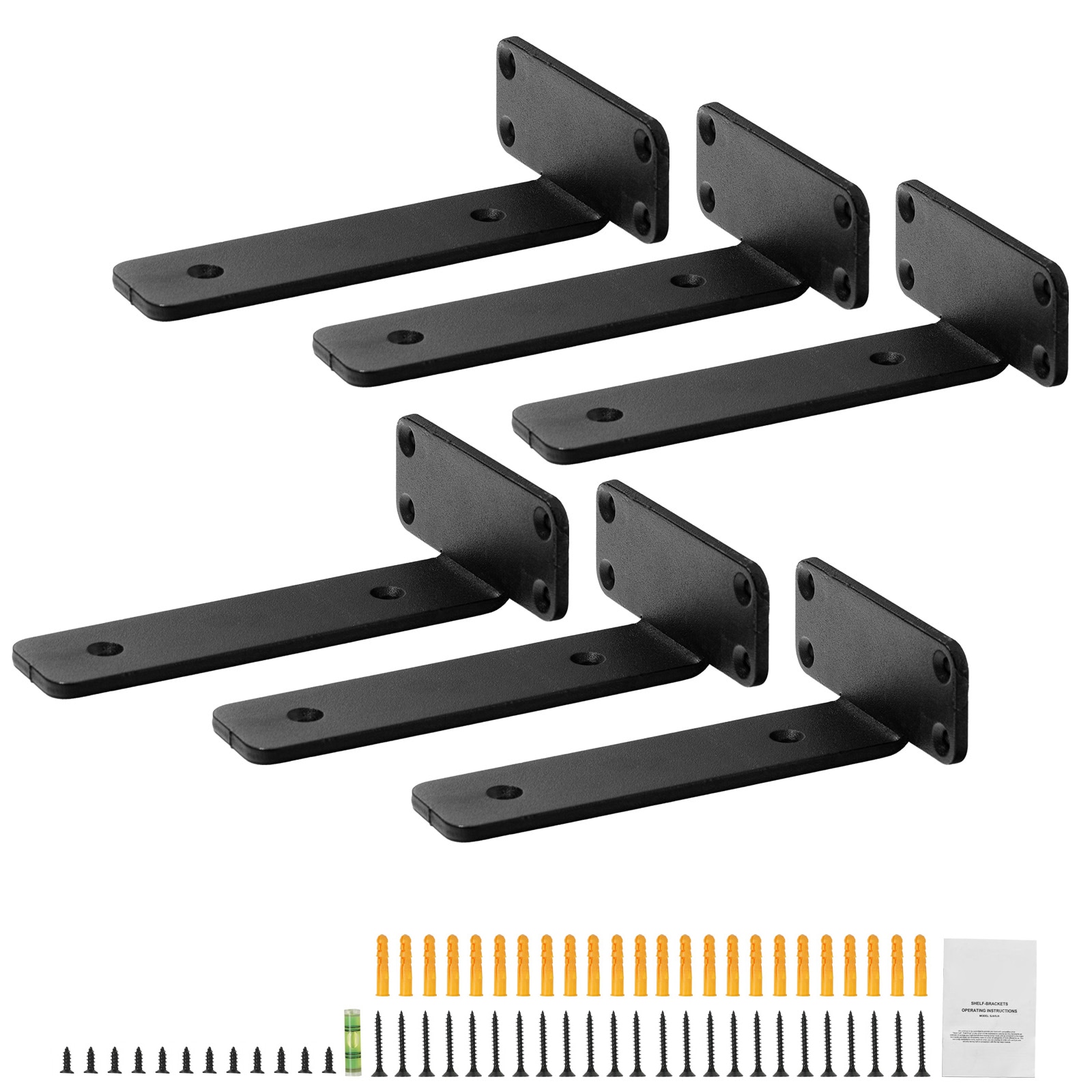 Mecale 6-Pack 8-in Steel Floating Shelf Brackets 160-lb Capacity Heavy