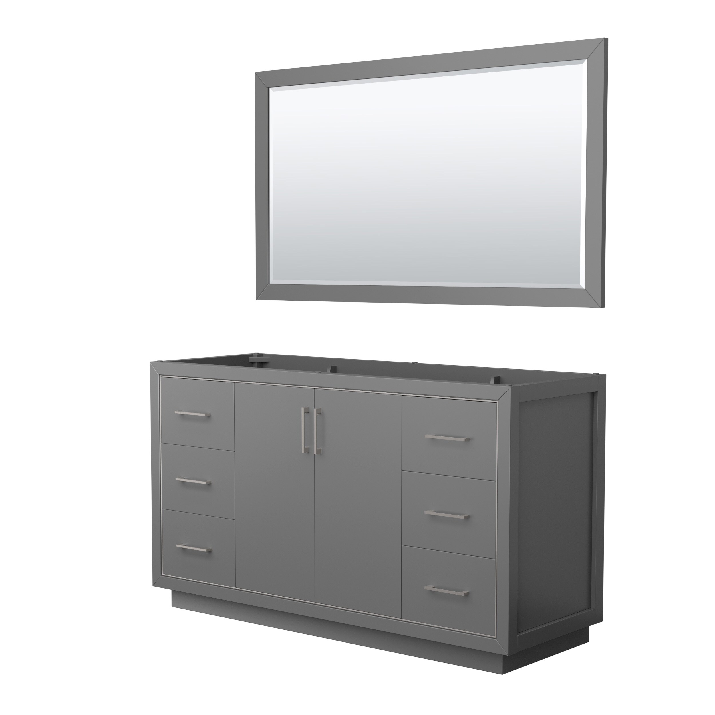 Wyndham Collection WCF111160SKGCXSXXM58 Icon 60-in Dark Gray with Brushed Nickel Trim Bathroom Vanity Base Cabinet without Top (Mirror Included)