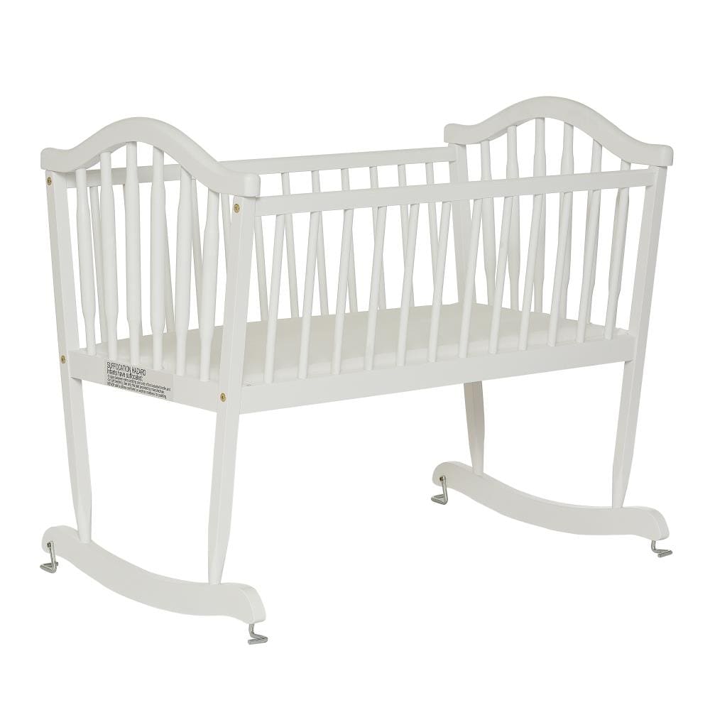 Modern White Wood Standard Crib with Arched Head and Foot Boards - White Rocking Cradle | - Dream On Me 645-W