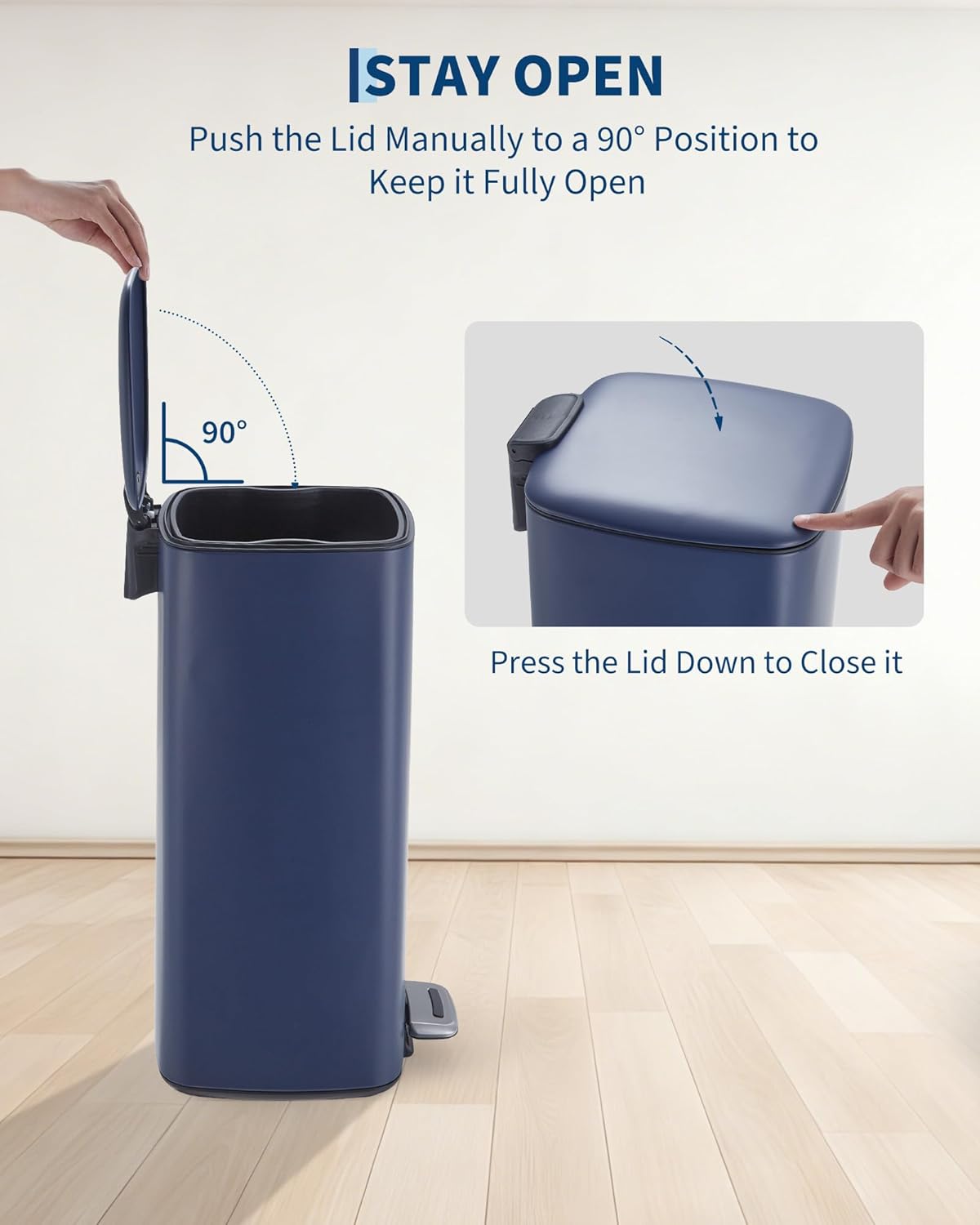 Garvee Step Trash Can with Lid/ 8 Gal/30 L Square Kitchen Garbage Can ...