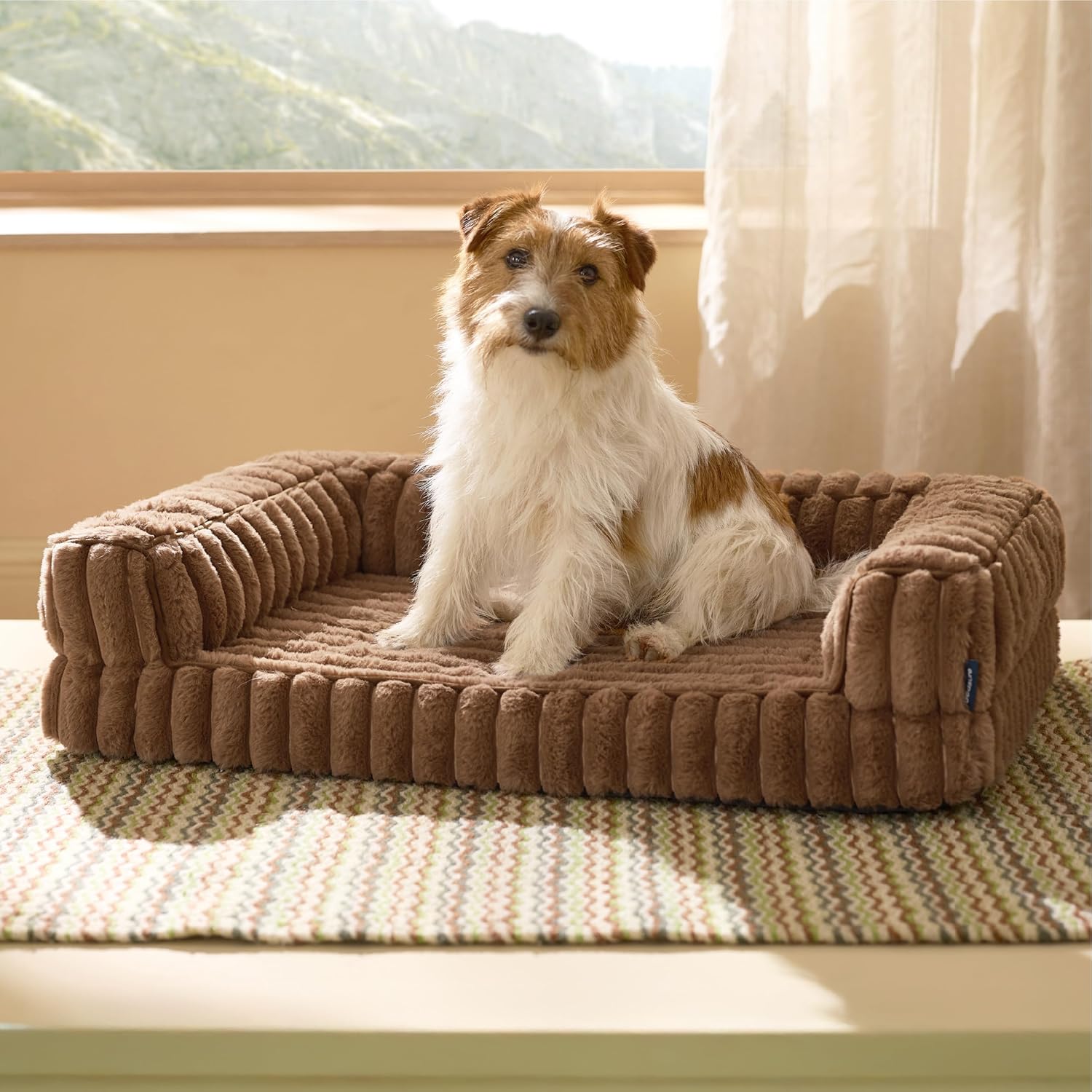 LOVMOR SF-H-CK-DOGBED-16 Bedsure Orthopedic Dog Bed for Medium Dogs Waterproof Memory Foam Medium Pet Beds with Sides Non-Slip Bottom and Egg-Crate Foam Dog Couch Sofa with Washable Removable Corduroy Cover Brown